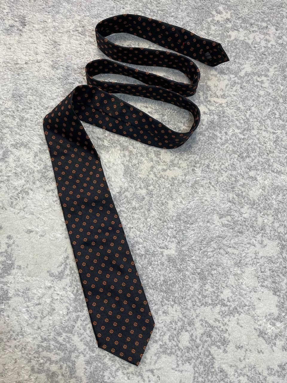 Other Vintage Bernie’s 100% Silk Necktie Black Orange Classic Mens Size ONE SIZE - 1 Thumbnail
