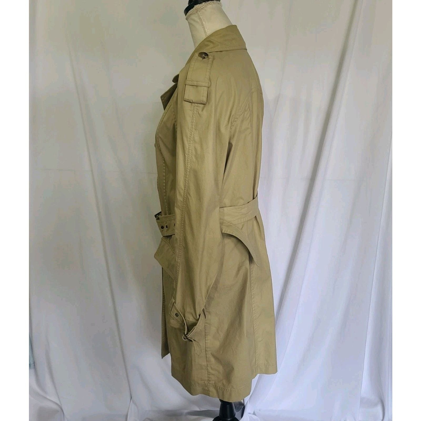 Vince Vince Designer Womens Tan Khaki Wax Belted Trench Coat Small Size S / US 4 / IT 40 - 8 Thumbnail