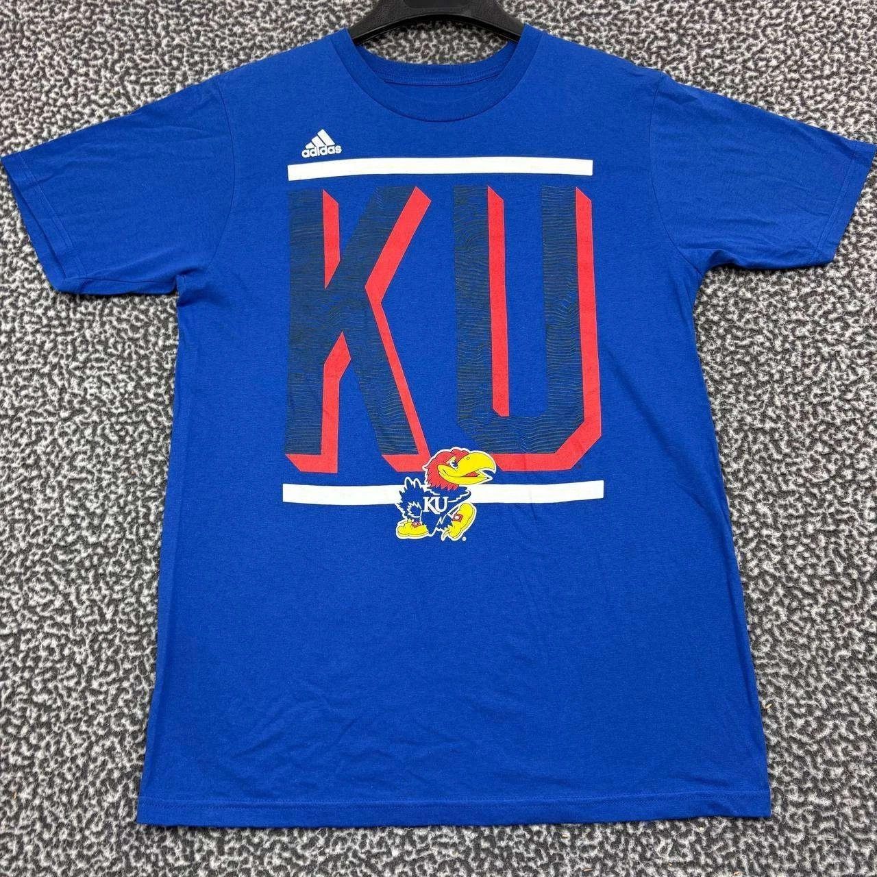 Adidas Kansas Jayhawks Shirt Men Short Sleeve Crew Neck Cotton L Size US L / EU 52-54 / 3 - 1 Thumbnail