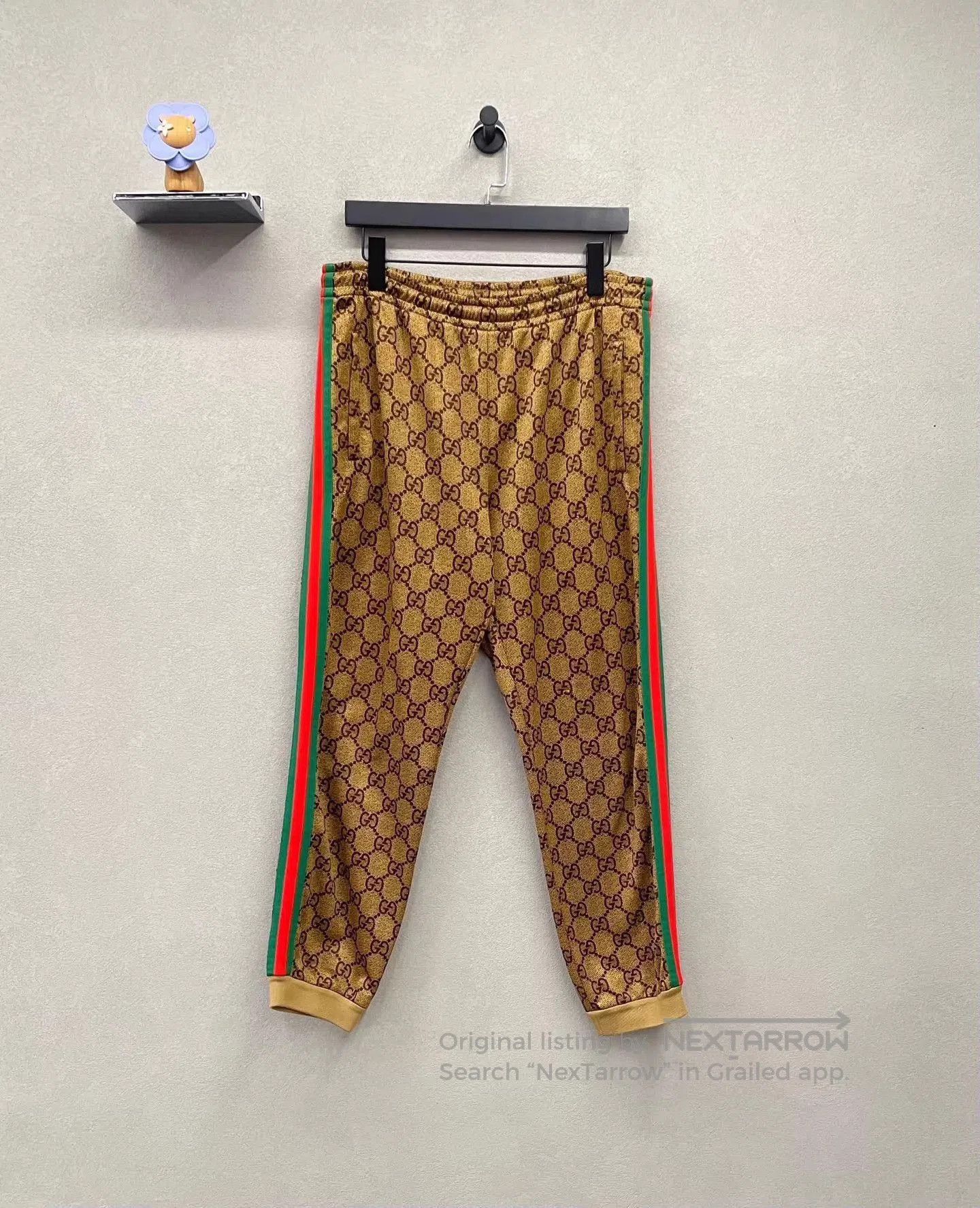Gucci Beige Patterned Casual Pants with Side Stripes. Size US 32 / EU 48 - 1 Thumbnail
