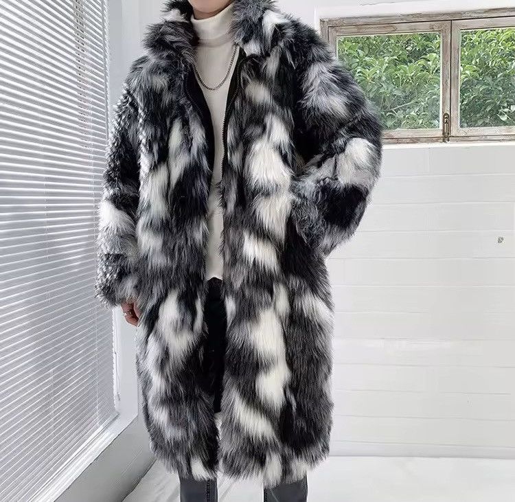 Other Streetwear Designer Fur Winter Striped Midi Coat Size US L / EU 52-54 / 3 - 4 Thumbnail
