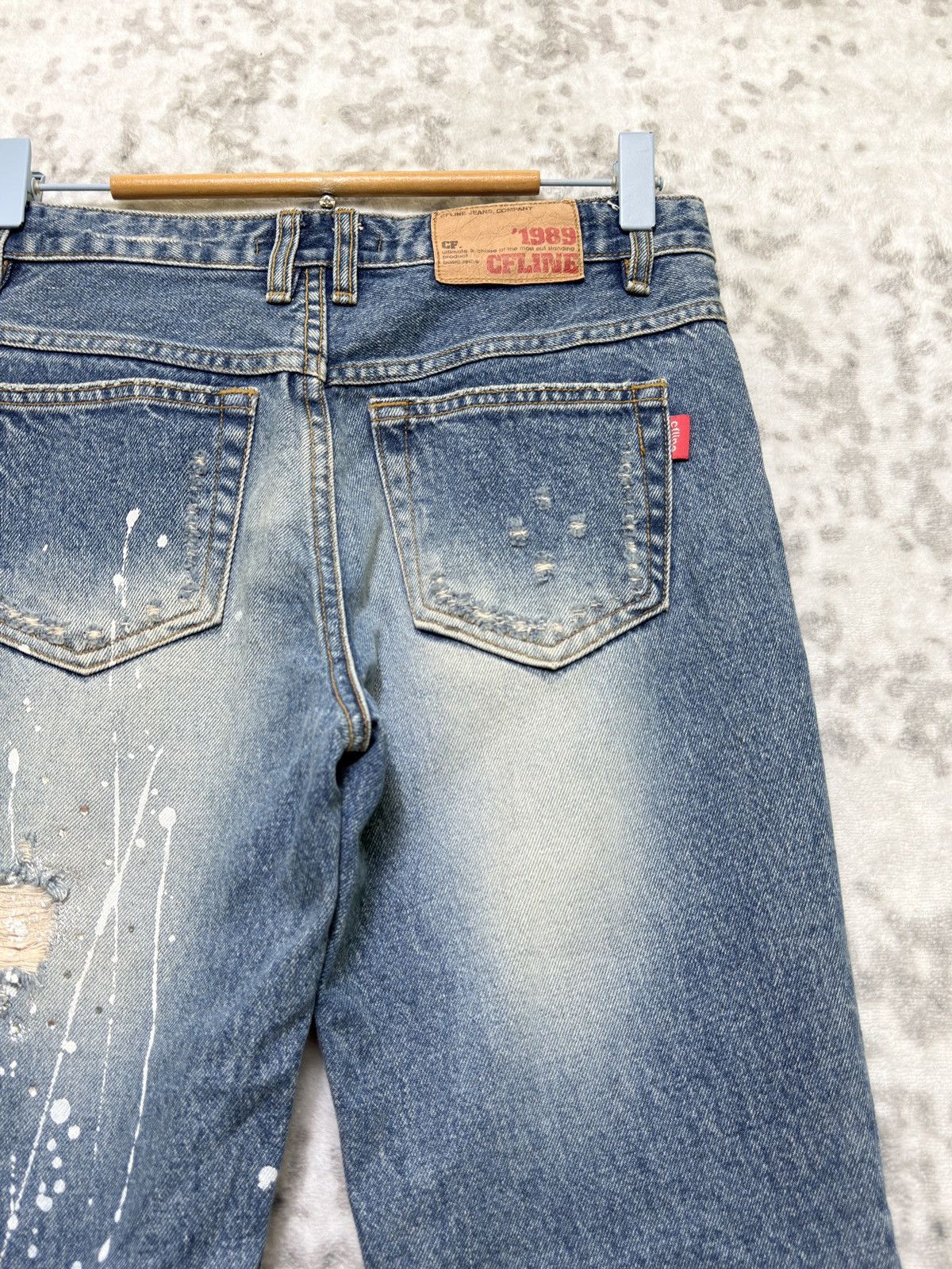 Hysteric Glamour Flared CFLINE Paint Splash Glitter Distress Low Rise Denim Size US 27 - 11 Thumbnail