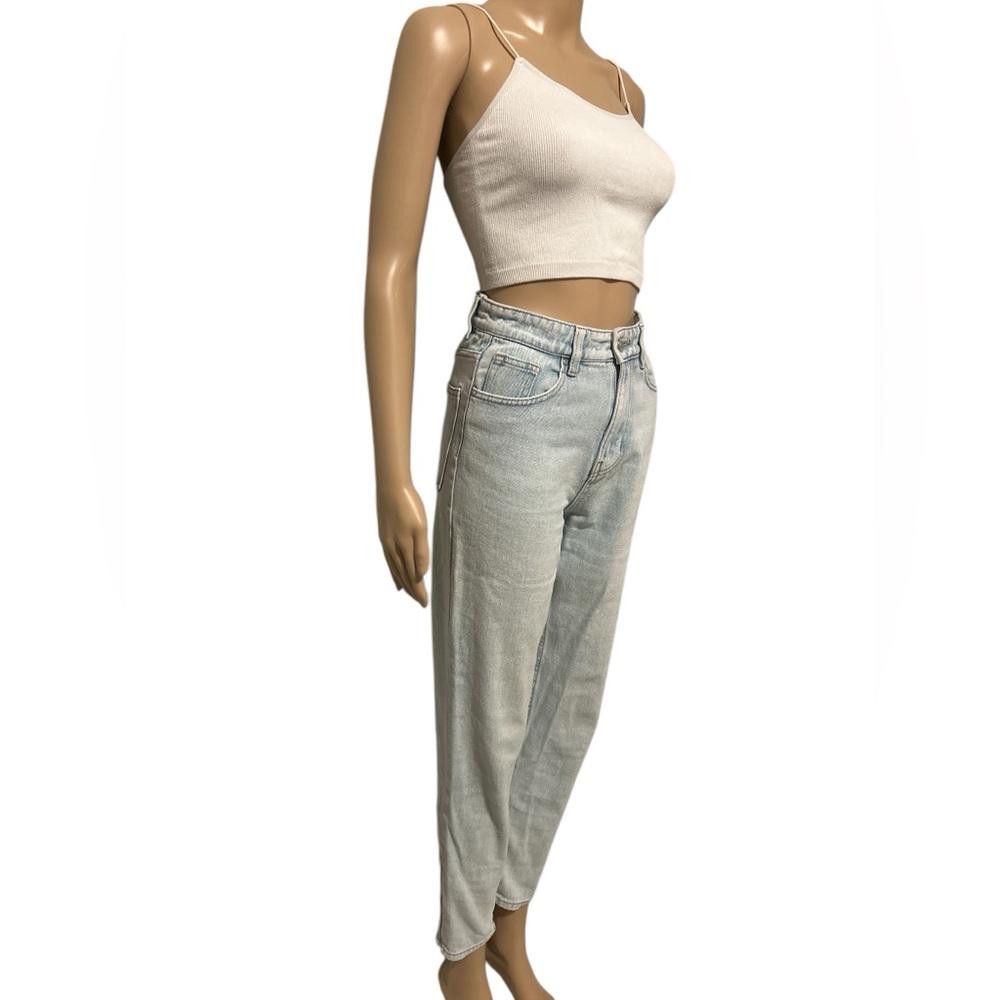 Designer High rise MOM jeans light washed straight cut denim Size 25" / US 0 / IT 36 - 2 Thumbnail