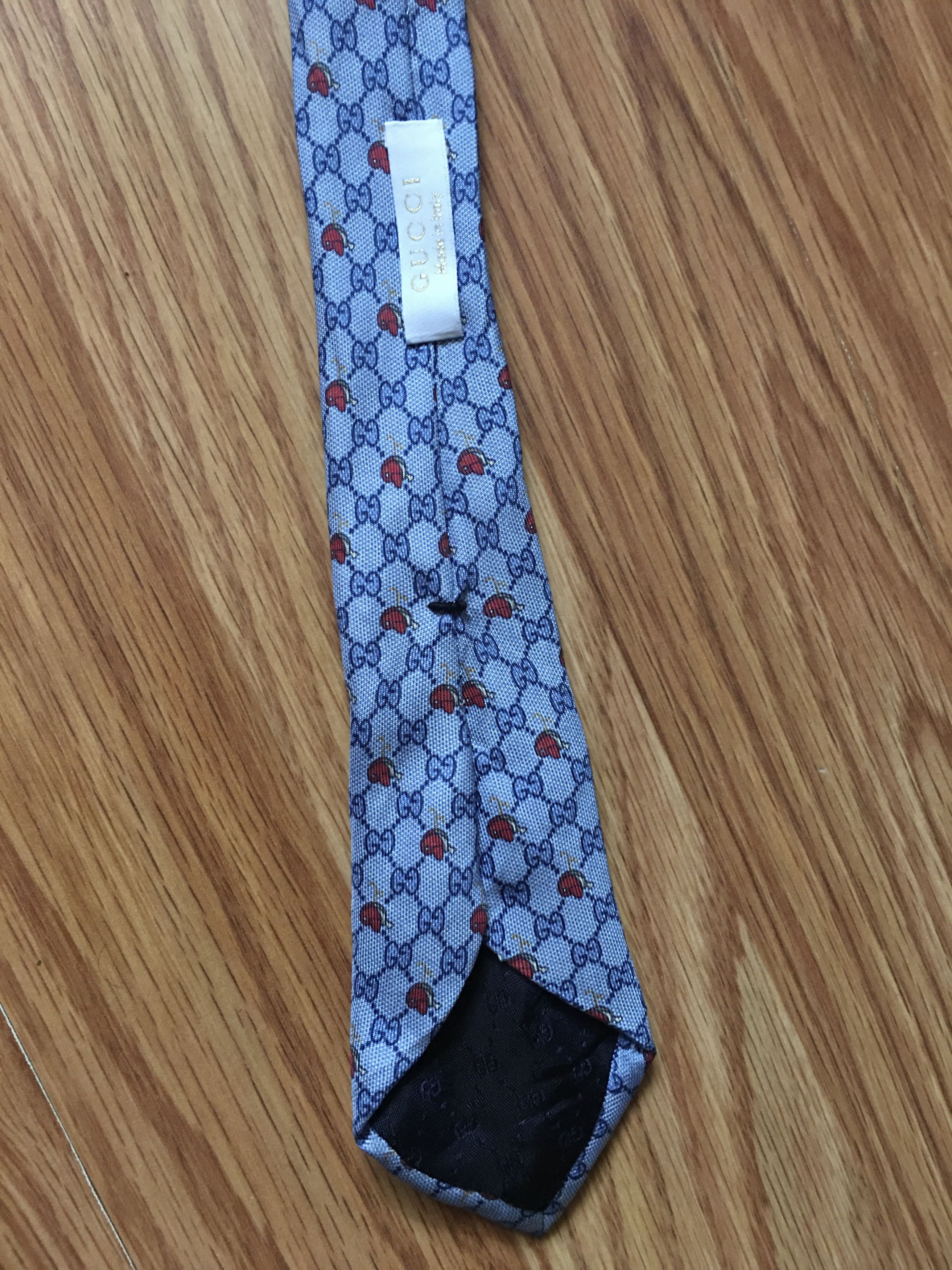 Gucci Gucci GG Pattern Rare Blue Slim Silk Mens Tie Size ONE SIZE - 6 Thumbnail