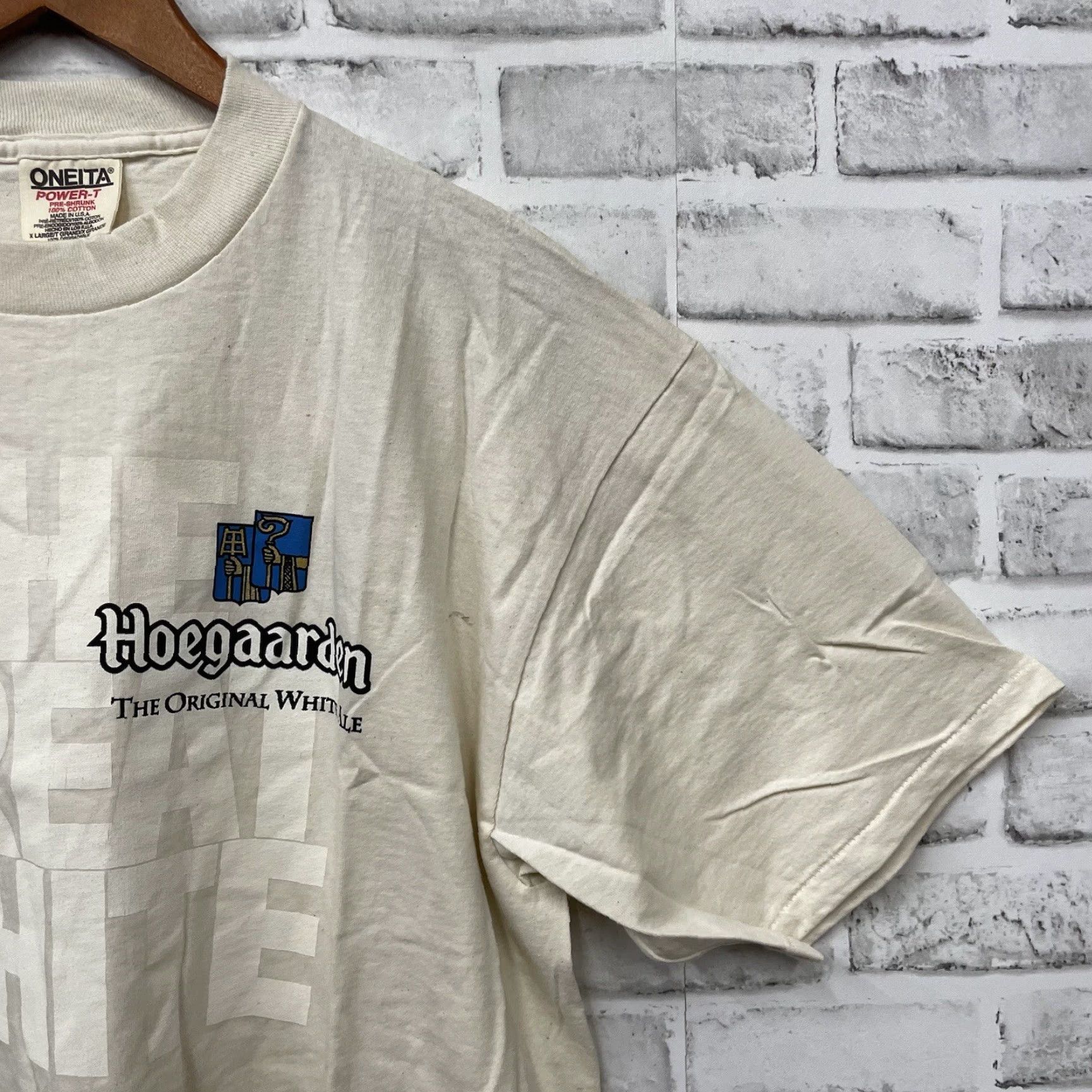 Vintage VINTAGE Oneita T-Shirt Men's XL White Hoegaarden White Ale USA Graphic Tee Size US XL / EU 56 / 4 - 2 Thumbnail