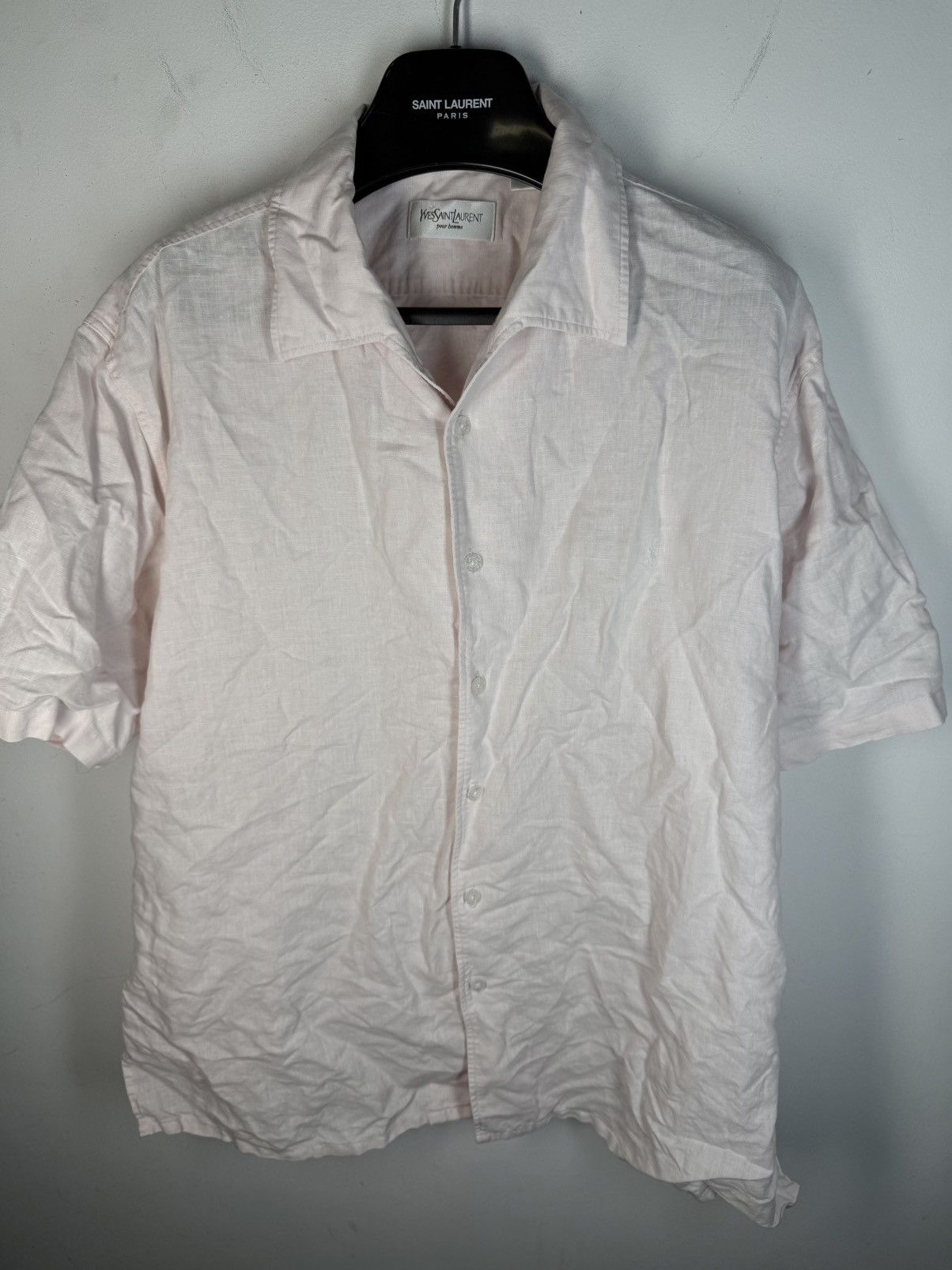 Yves Saint Laurent Linen YSL Shirt Short Sleeve Button Up Collar Vintage y2k Size US XL / EU 56 / 4 - 2 Thumbnail