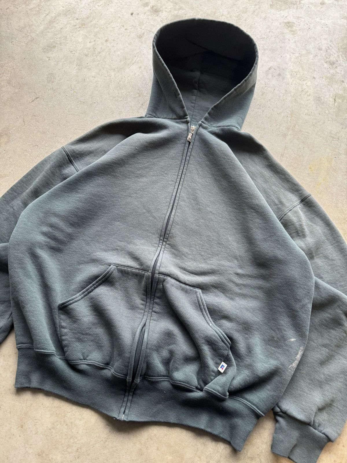Akimbo Club × Russell Athletic × Vintage Vintage 90s Russell Athletic Faded Green Zip Up Hoodie Size US XL / EU 56 / 4 - 3 Thumbnail