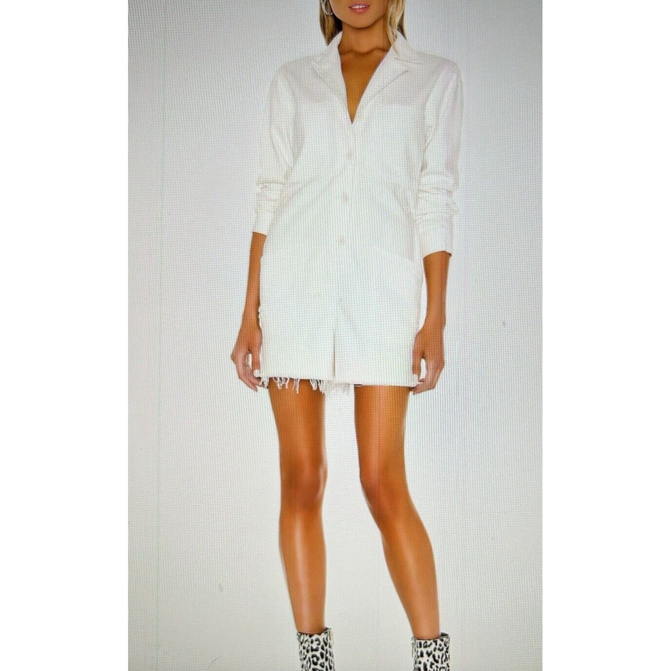 Pistola Freda Romper Long Sleeve Button Up Raw Hem Cinch Wai