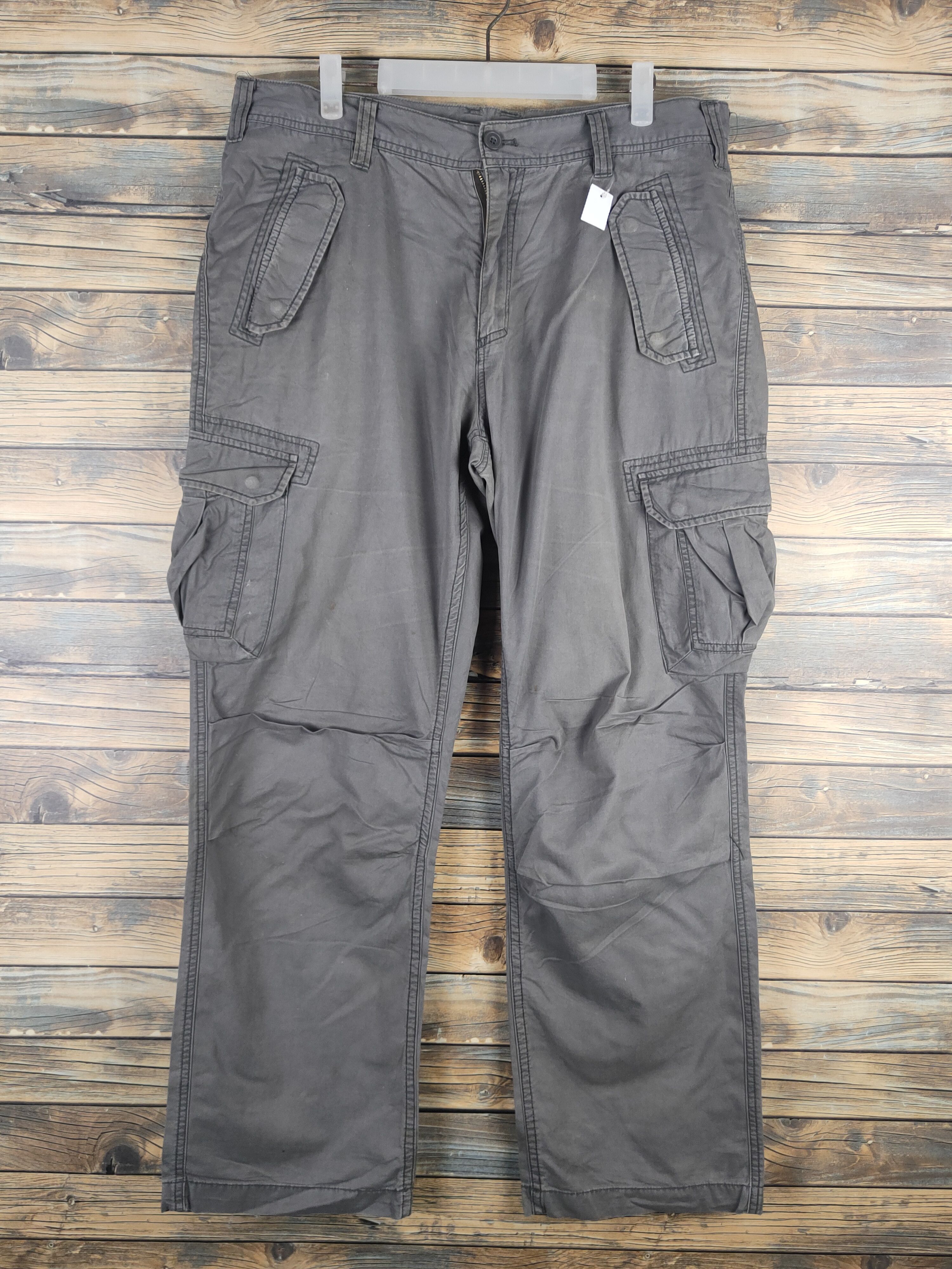 Japanese Brand DL Villand Olive Multipocket utility Cargo Pants #sp46-253T Size US 37 - 1 Thumbnail