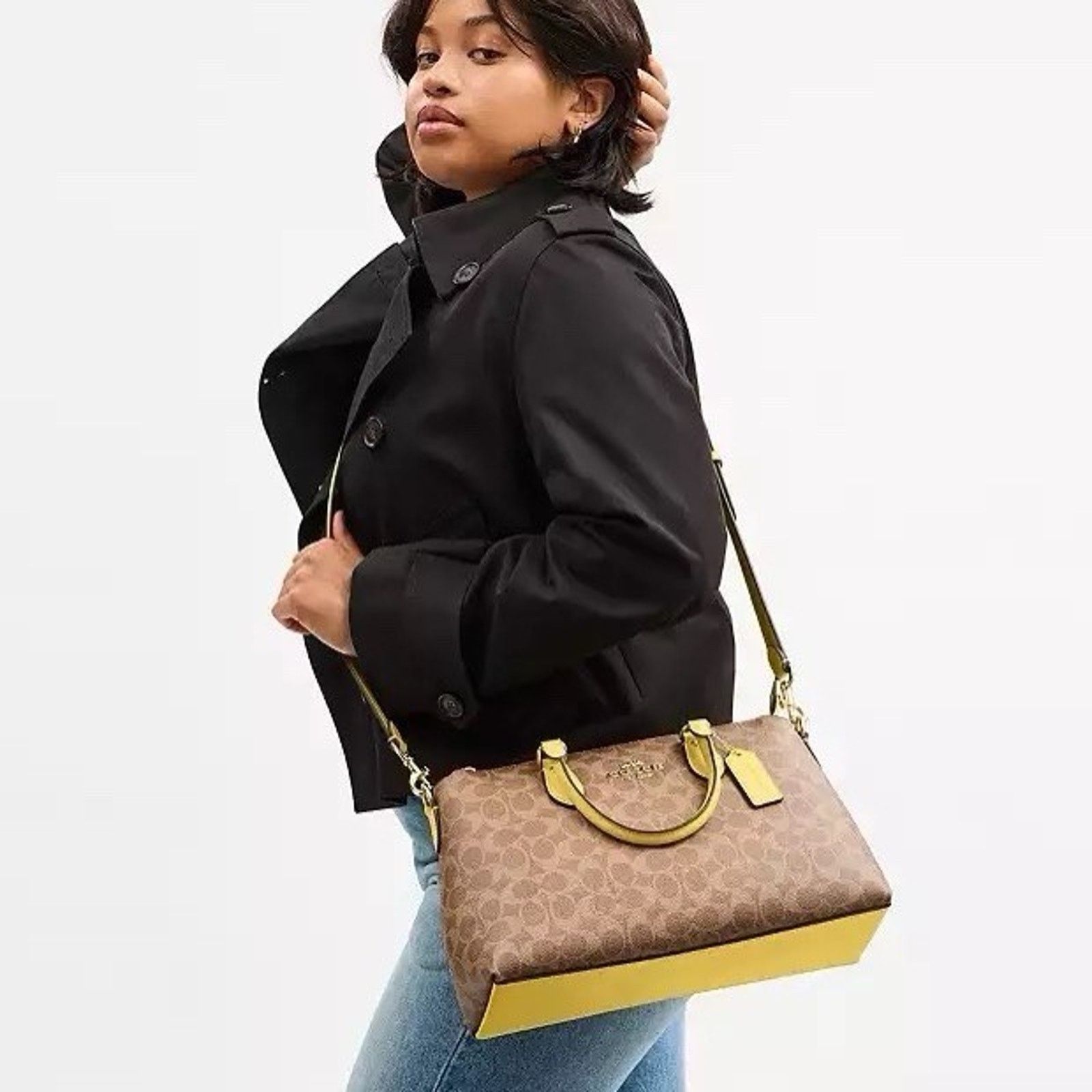 Coach NWT COACH Georgia Satchel Signature Canvas CW422 Tan/Yellow Size ONE SIZE - 9 Thumbnail