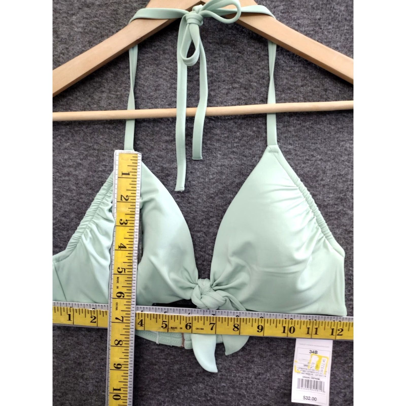 Vintage Shade & Shore 34B Green Front Tie Spaghetti Bikini Top Padded Lined Swimsuit Swim Top Womens Venus/Beac h? Size XXS / US 00 / IT 34 - 4 Thumbnail