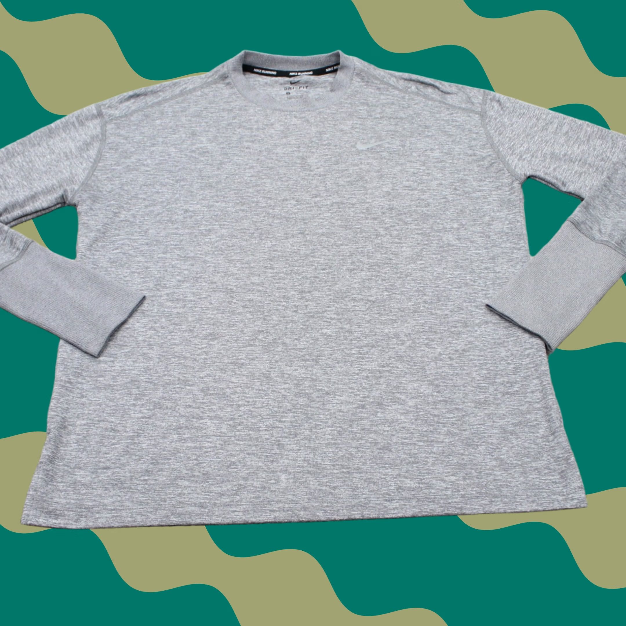 Nike Nike Essential Running Shirt Womens Medium Gray Polyester Spandex Long Sleeve Pullover L/S Dri-Fit Size M / US 6-8 / IT 42-44 - 1 Thumbnail
