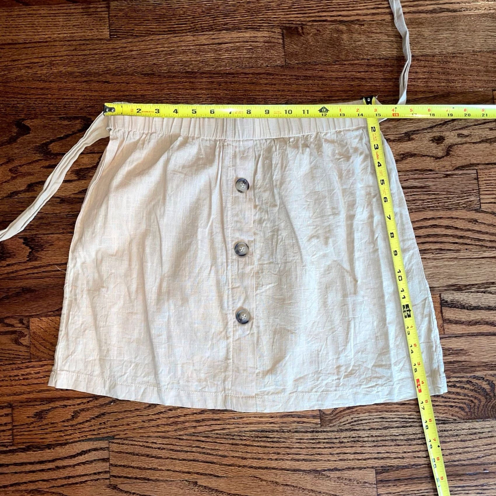 Shein Shein Women's Skirt Front 3 Button Tie Beige Elastic Waist Size Large NWOT New Size 36" / US 14 / IT 50 - 3 Thumbnail