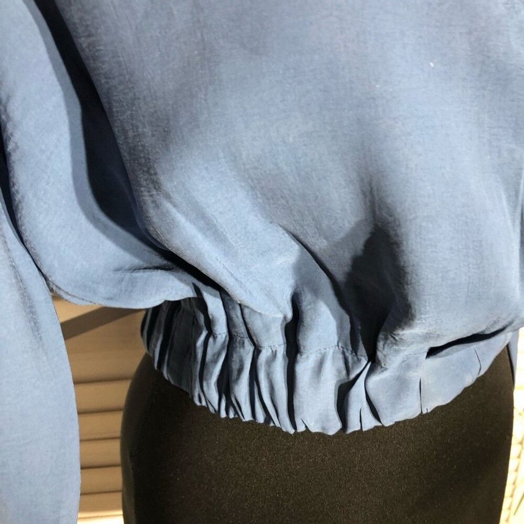 Zara NWOT Zara Cropped Blouse Elastic Waist Blue long sleeves S Size S / US 4 / IT 40 - 10 Thumbnail