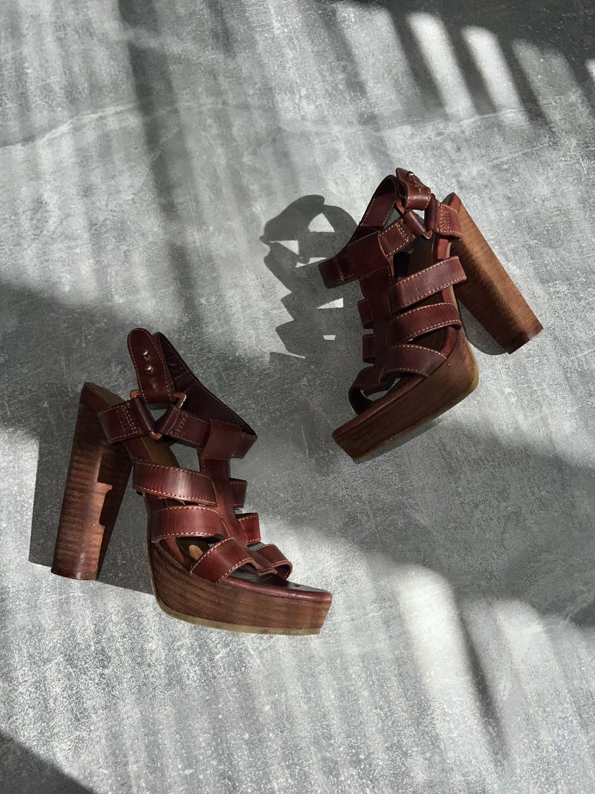 Diesel Diesel Platform Sandals – Vintage 00s Leather High Heels Size US 6 / IT 36 - 5 Thumbnail