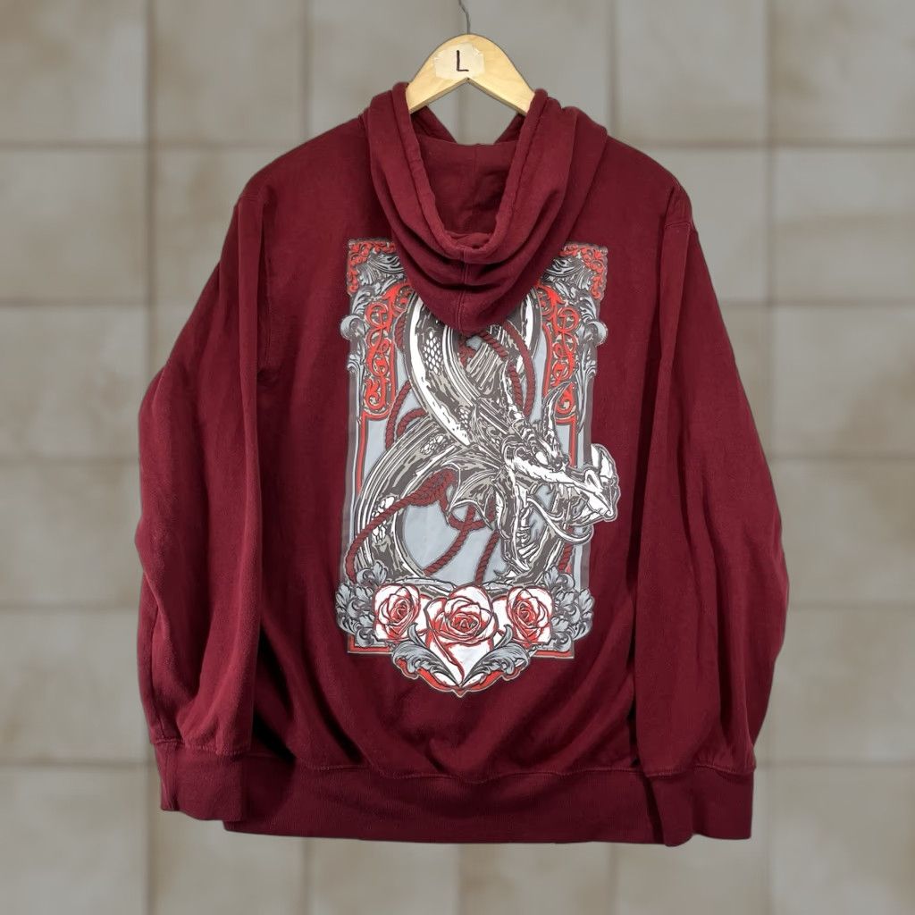 Vintage Dungeons & Dragons Hoodie Adult Medium Red Graphic Dragon Pullover Lightweight Pocket Hooded 80s Retro Mens Size US M / EU 48-50 / 2 - 1 Thumbnail