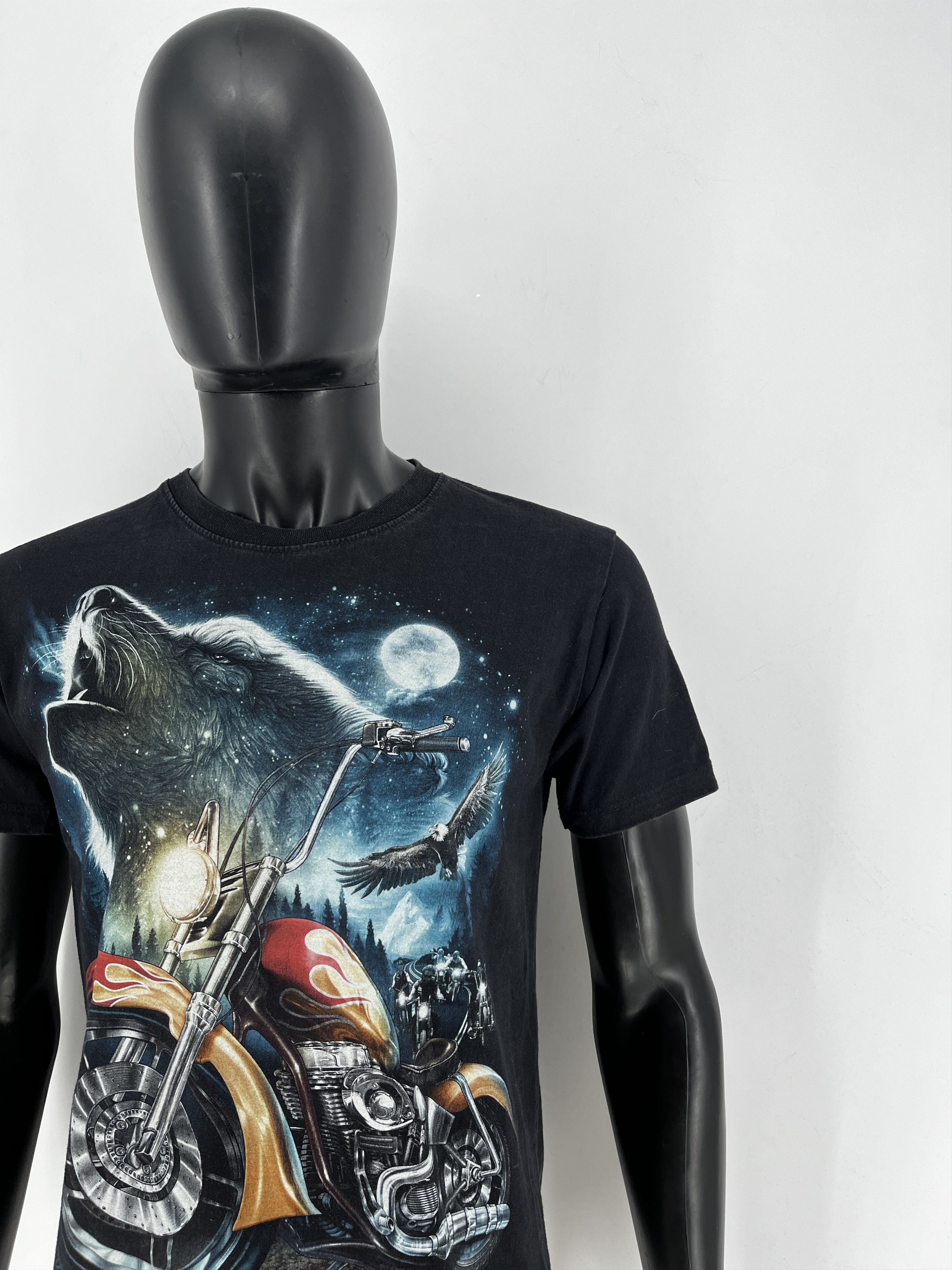 Band Tees Eagle Biker Native Indian Motorbike Front & Back Print Size US M / EU 48-50 / 2 - 8 Thumbnail