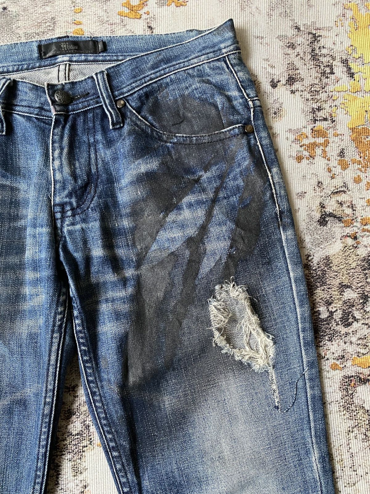 Tornado Mart Midas Waxed Claw Mark Distressed Flare Design Denim Size US 30 / EU 46 - 10 Thumbnail
