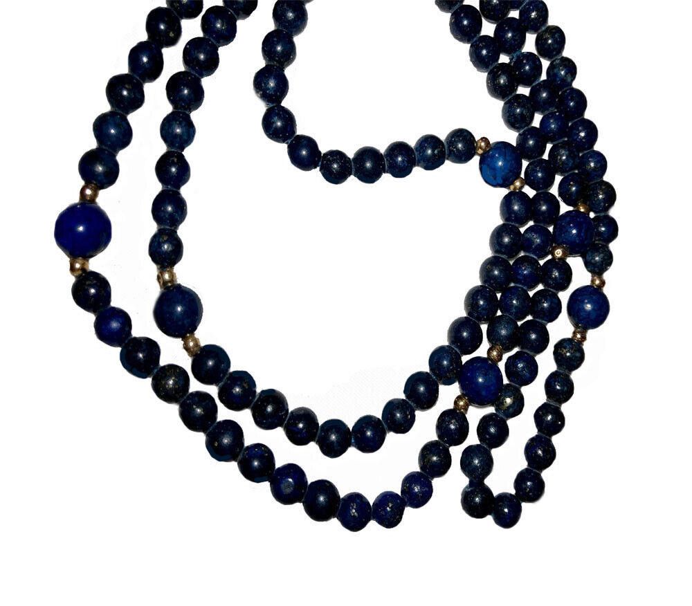 Designer 14KT Yellow Gold and Lapis Lazuli Bead Opera Length Necklace Size ONE SIZE - 3 Thumbnail