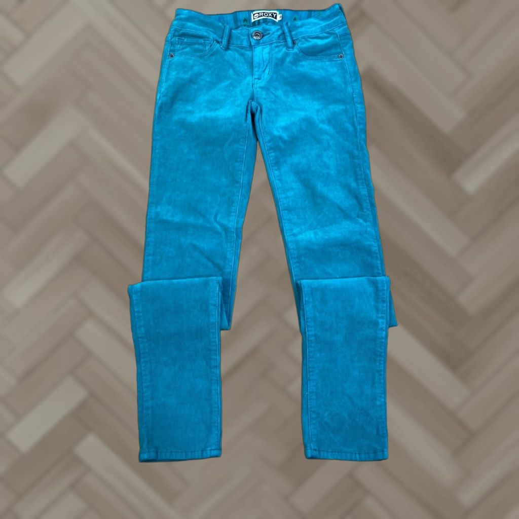Vintage Roxy Jeans Womens 0 Skinny Green Casual Inseam 29" 10596 Jeans Size 25" / US 0 / IT 36 - 1 Thumbnail