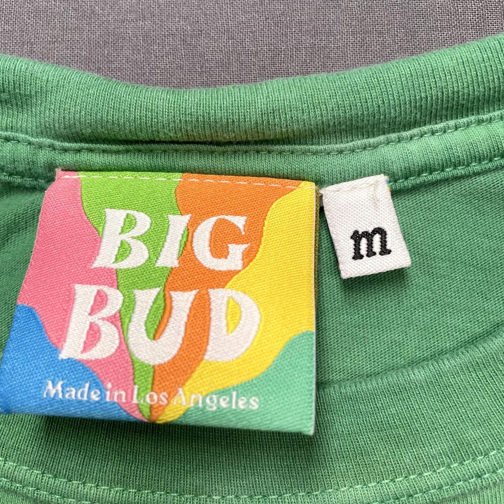 Vintage Big Bud Shirt Mens Medium Green Tie-Dye Sun Smiley Graphic Tee T-Shirt Made USA Size US M / EU 48-50 / 2 - 3 Thumbnail