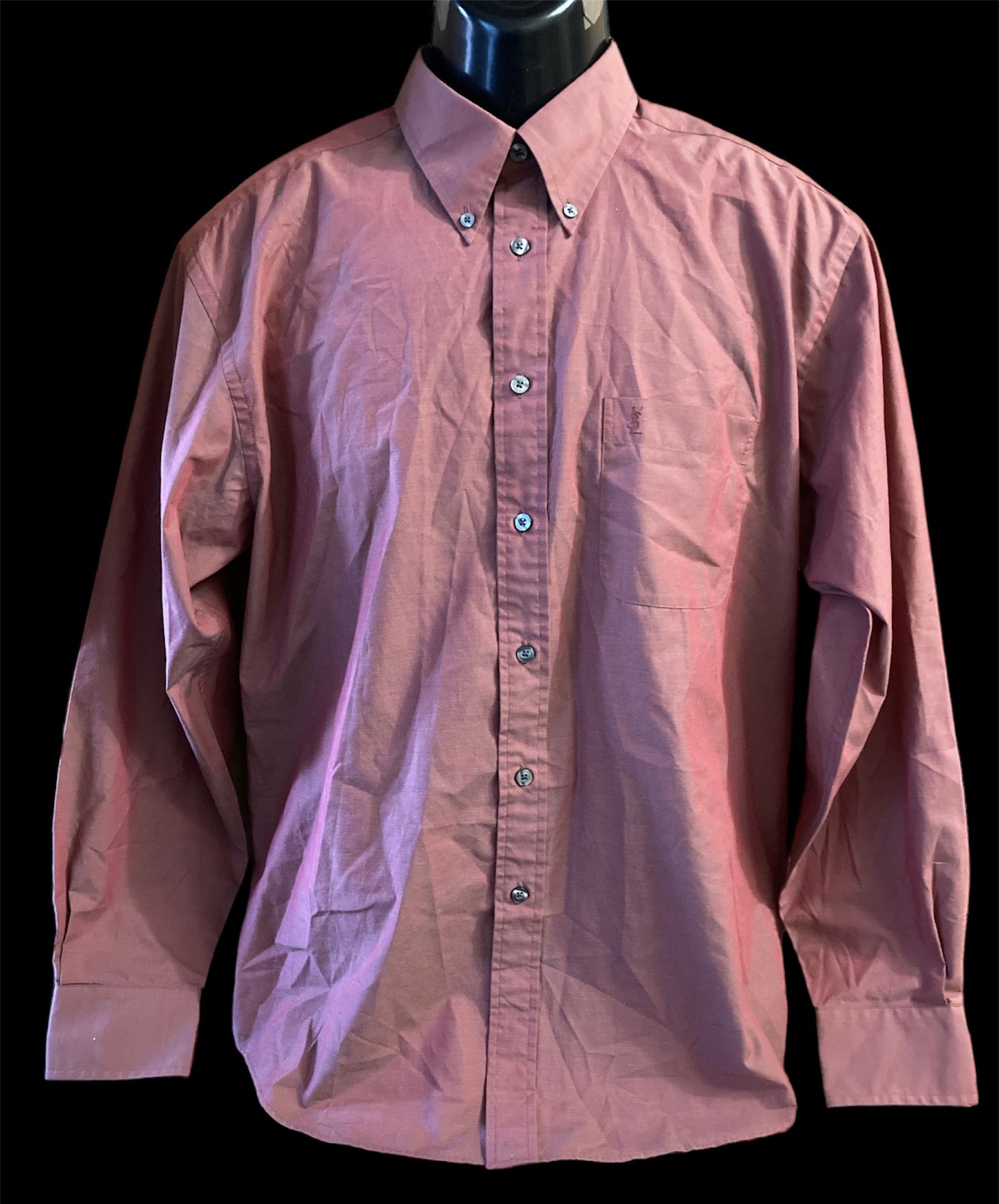 Vintage × Yves Saint Laurent YSL Yves Saint Laurent Classic Logo Burgundy chameleon shirt Size US L / EU 52-54 / 3 - 1 Thumbnail