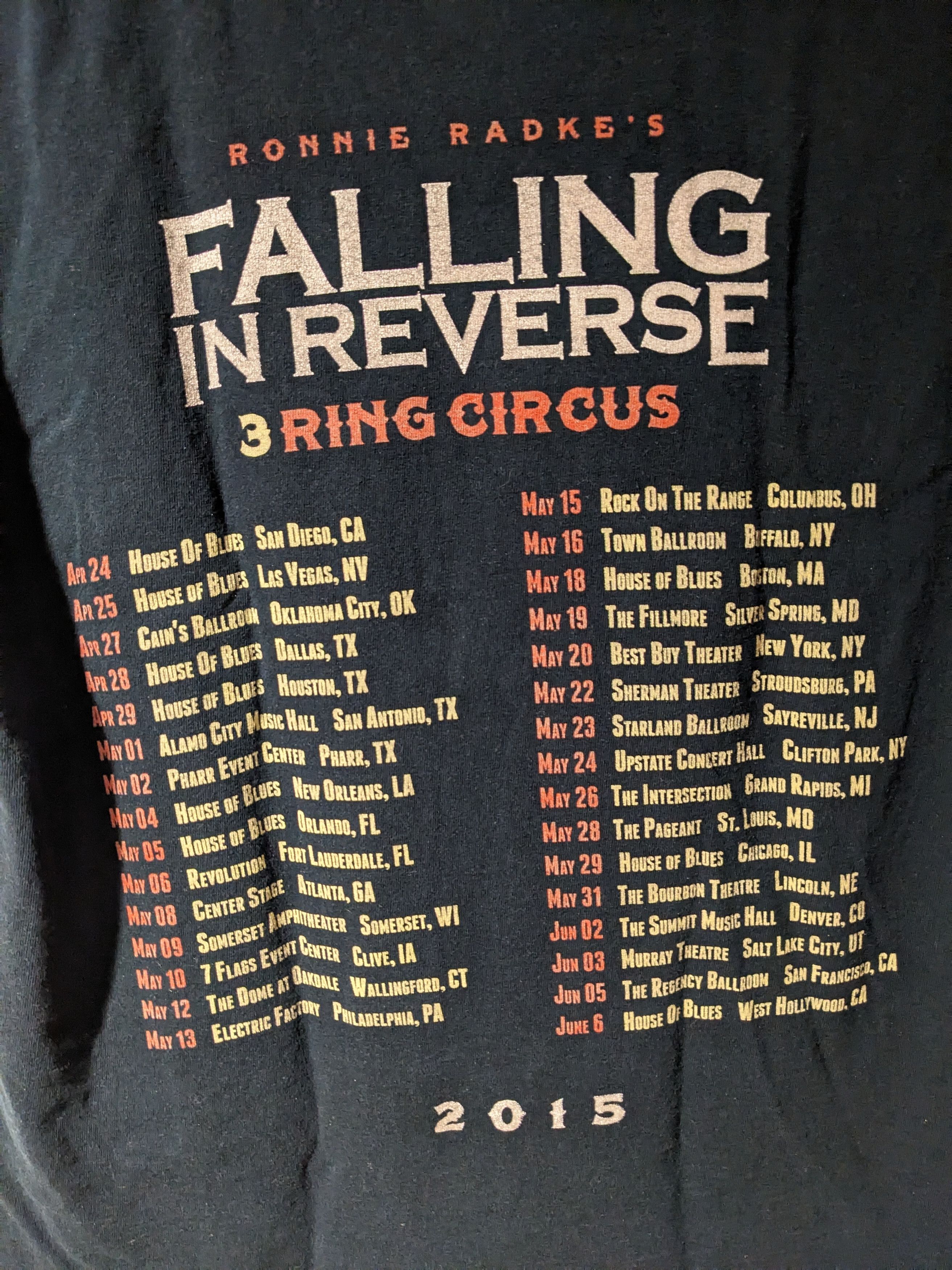 Band Tees × Hot Topic × Vintage Vintage 2015 Falling in Reverse 3 Ring Circus Tour T-Shirt Size US M / EU 48-50 / 2 - 8 Thumbnail