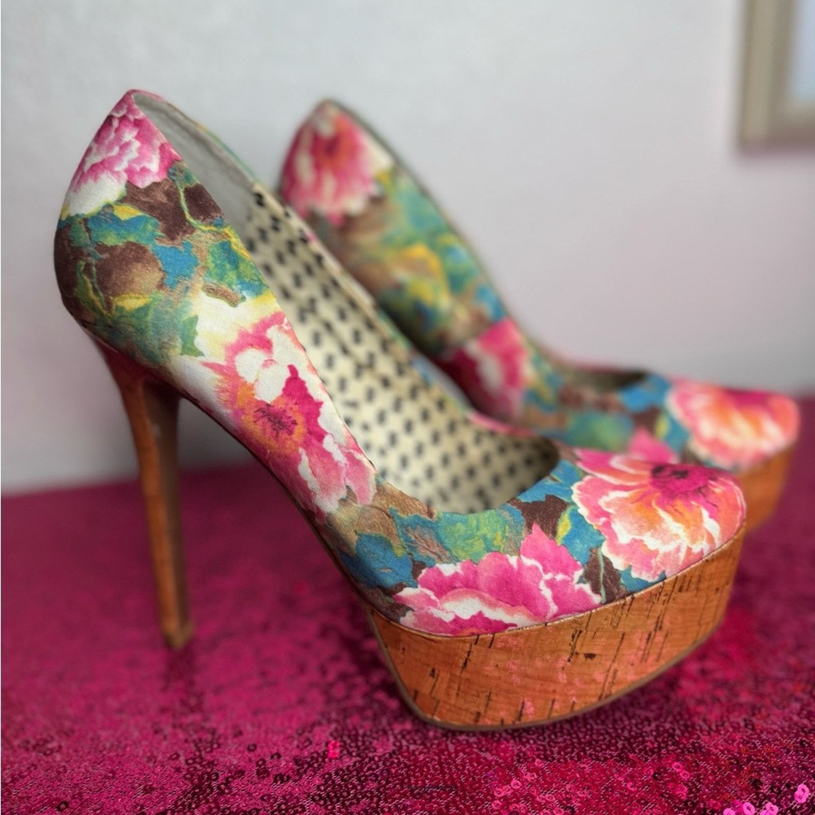 Jessica Simpson JESSICA SIMPSON Bright Floral Platform Heels (Size 6.5) Size US 6.5 / IT 36.5 - 2 Thumbnail