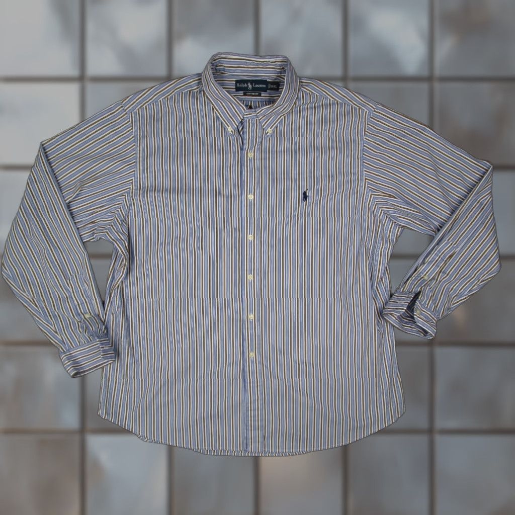 Ralph Lauren VINTAGE Ralph Lauren Men's Button-Up Shirt 2XL Long Sleeve Blue Cotton Classic Nautical Preppy Size US XXL / EU 58 / 5 - 1 Thumbnail