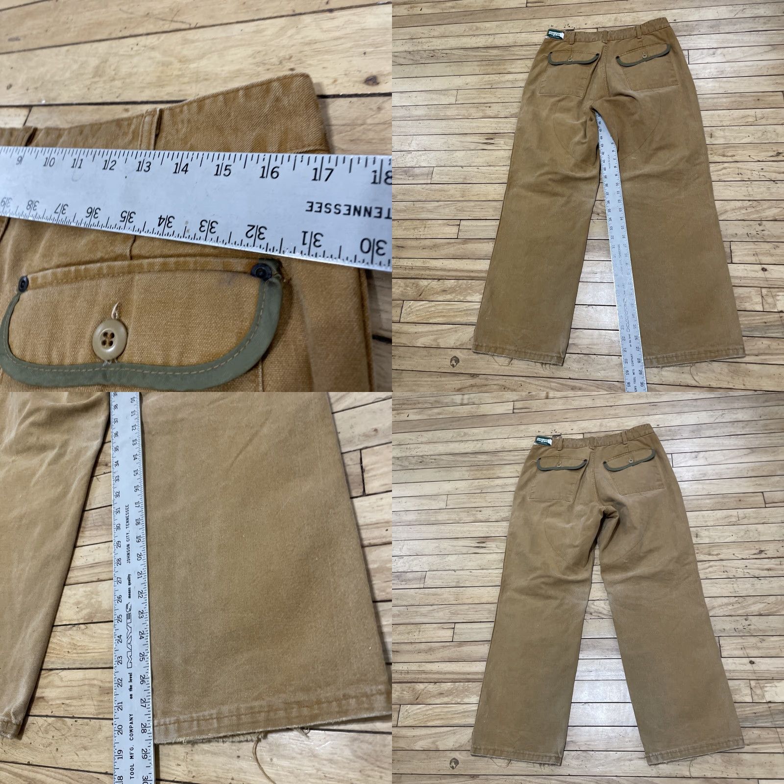 SafTbak VINTAGE SAFTBAK Hunting Pants Mens 34x29 Brown USA Made Canvas Distressed Lined Straight Front Pocket Zipper Button Size US 34 / EU 50 - 8 Thumbnail