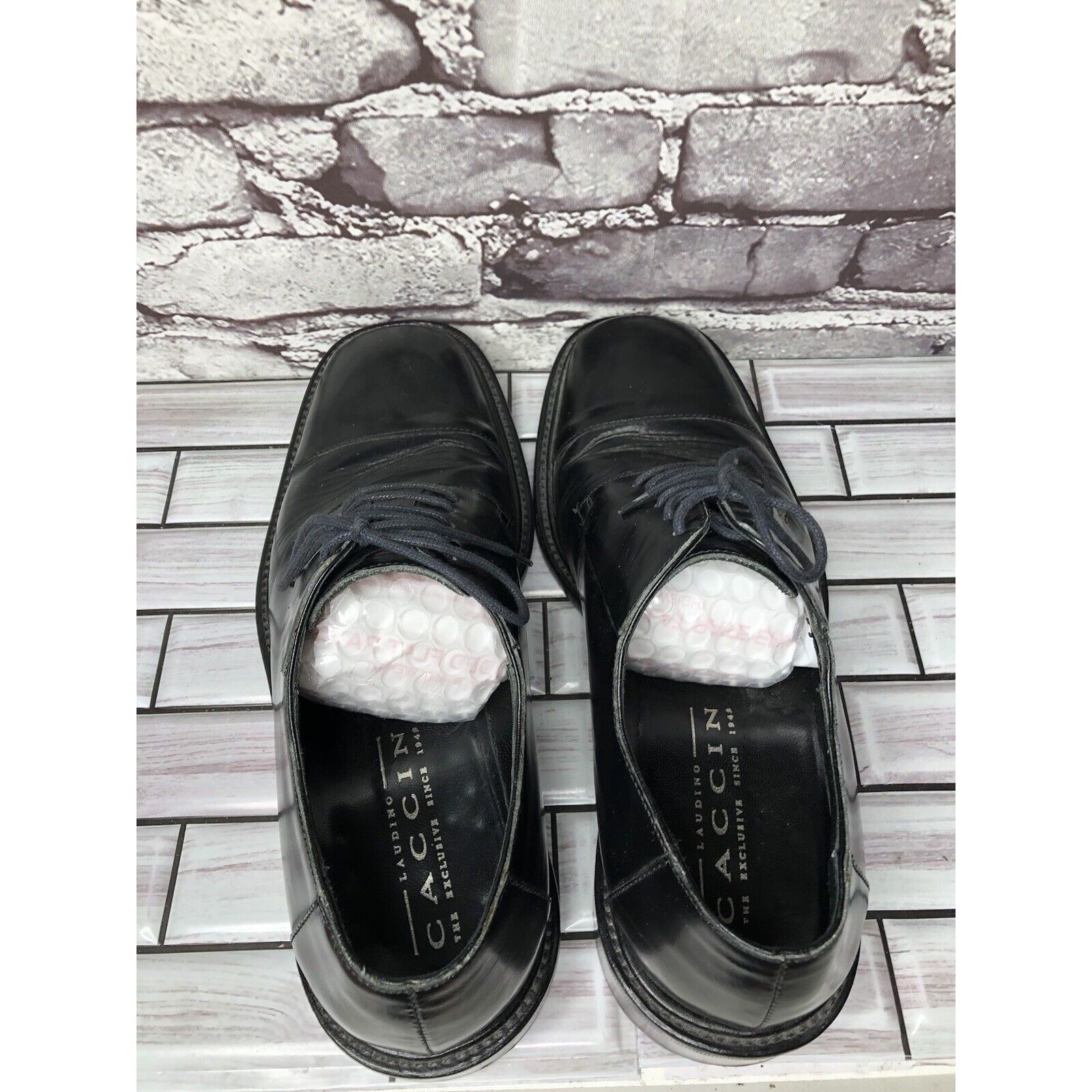 Other LAUDINO CACCIN Black Leather Cap Toe Oxfords Lace Dress Shoe Size US 9 / EU 42 - 4 Thumbnail