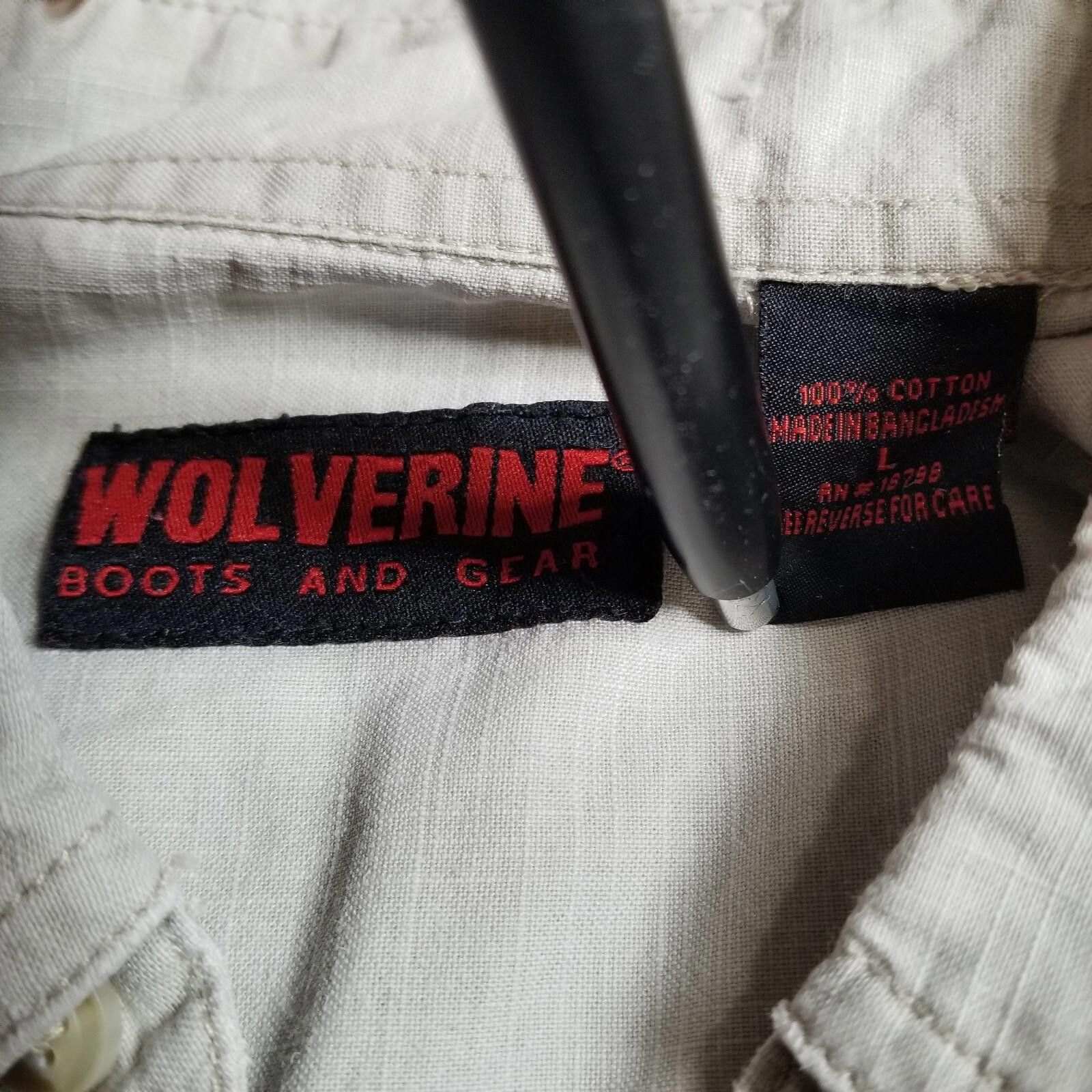 Wolverine Wolverine Large Tan 100% Cotton Button Up Short Sleeve Shirt Size US L / EU 52-54 / 3 - 6 Thumbnail