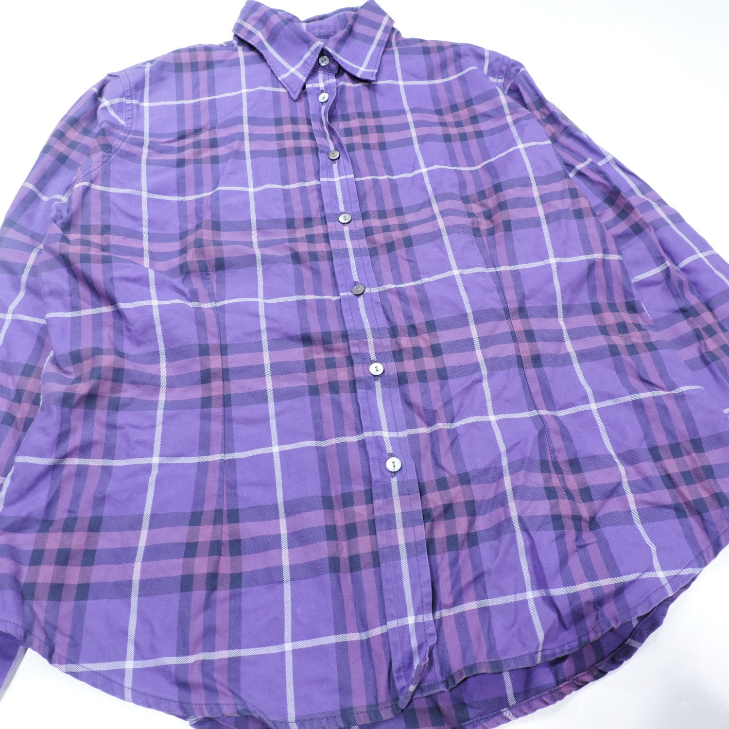 Burberry BURBERRY LONDON PURPLE PLAID LONG SLEEVE SHIRT Size L / US 10 / IT 46 - 6 Thumbnail