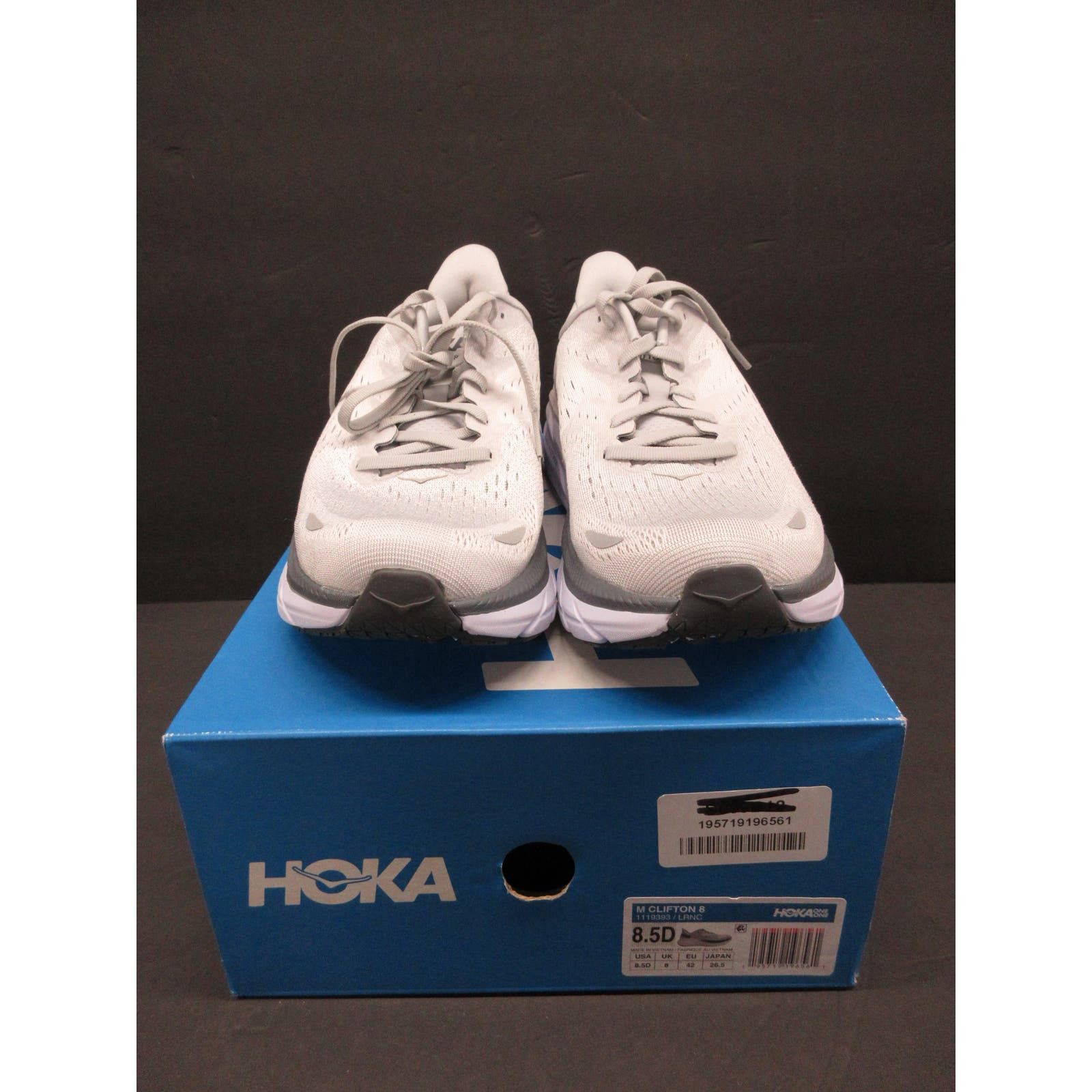 image of Hoka One One Mens Running Shoes, Lunar Rock Nimbus Cloud 8.5 Shoes in White