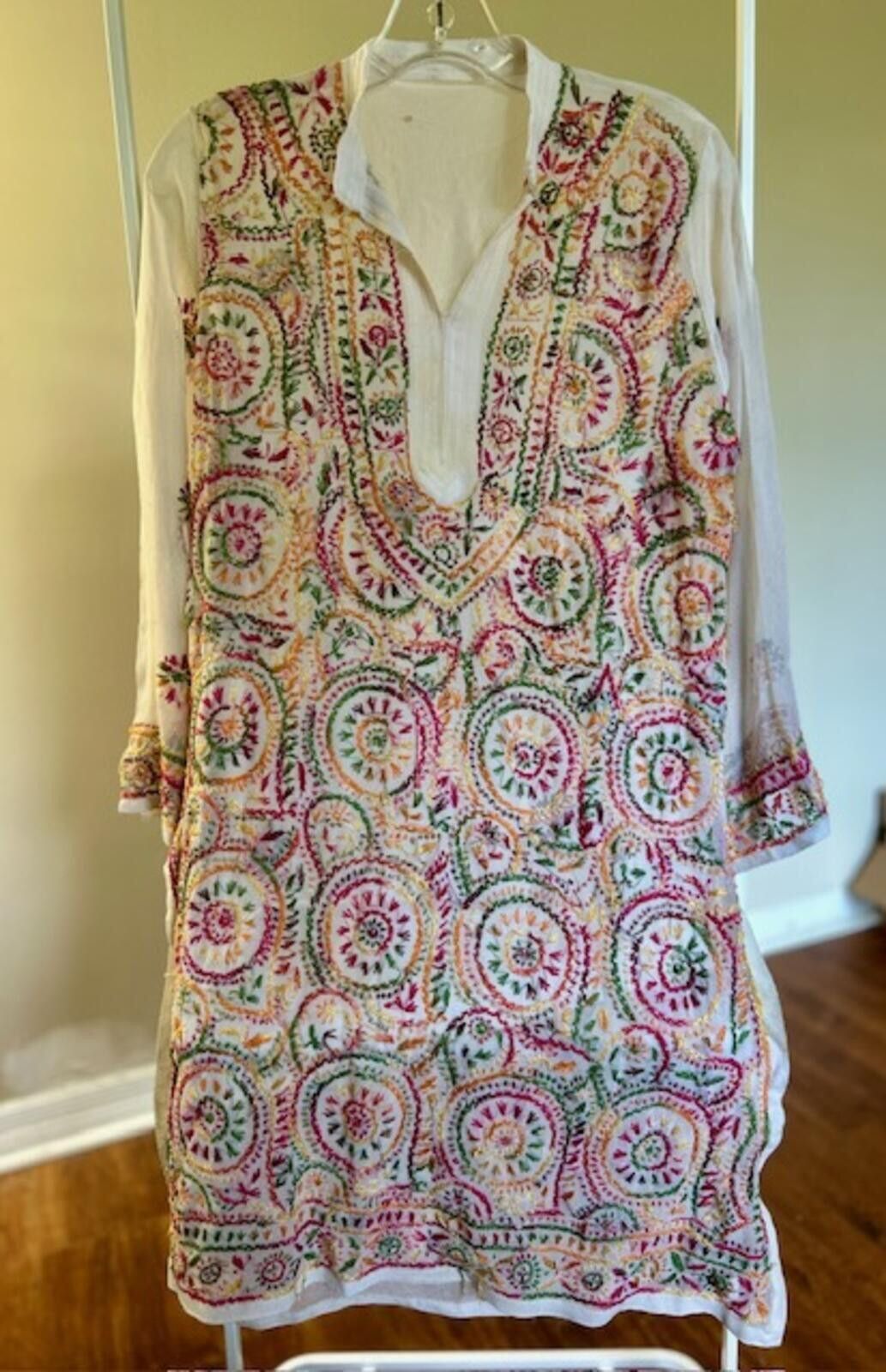 The Unbranded Brand White Embroidered Long Sleeve Tunic Shirt Top Med. Size M / US 6-8 / IT 42-44 - 1 Thumbnail