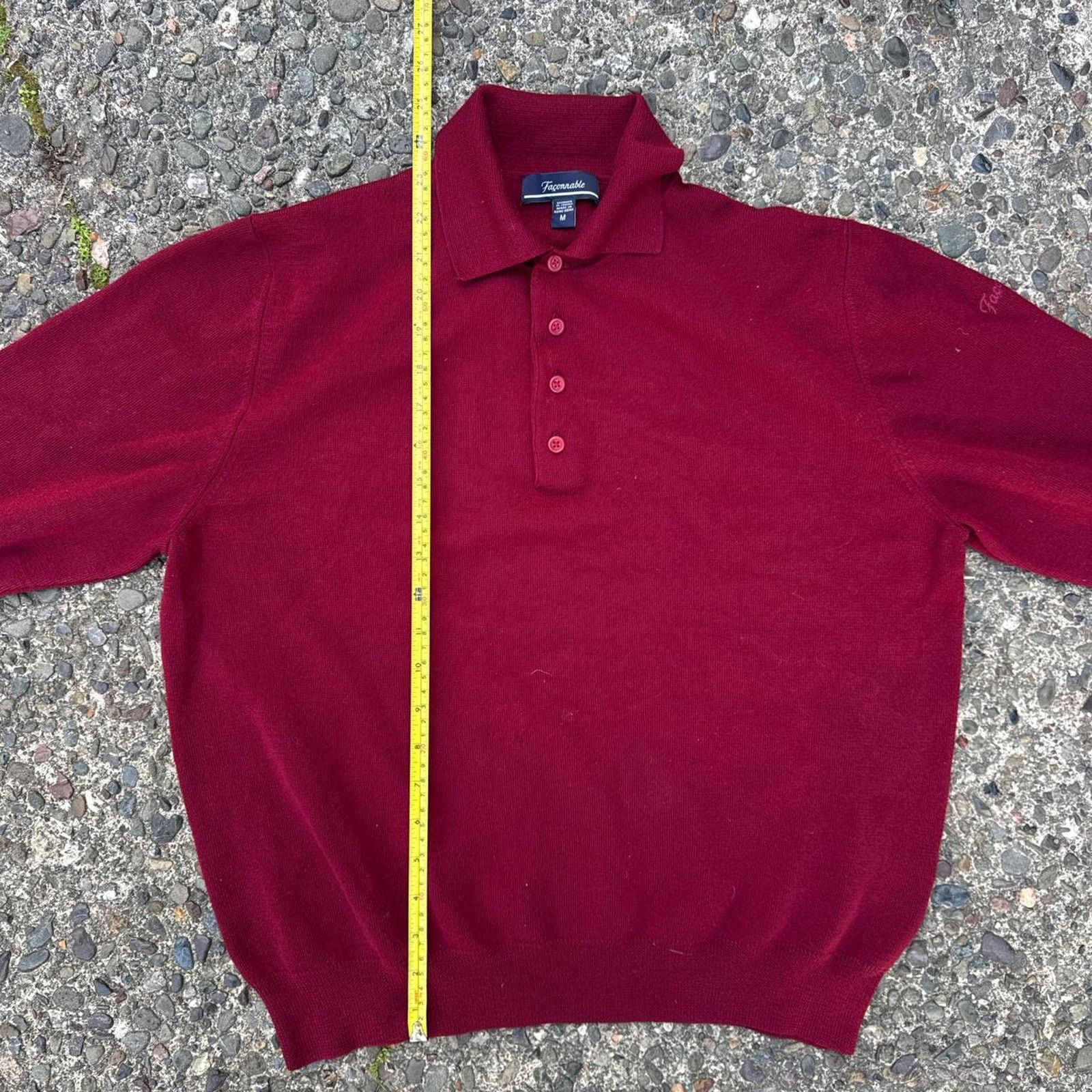 Faconnable Vintage 90s Faconnable Knit Collared Shirt – Size Medium Size US M / EU 48-50 / 2 - 6 Thumbnail