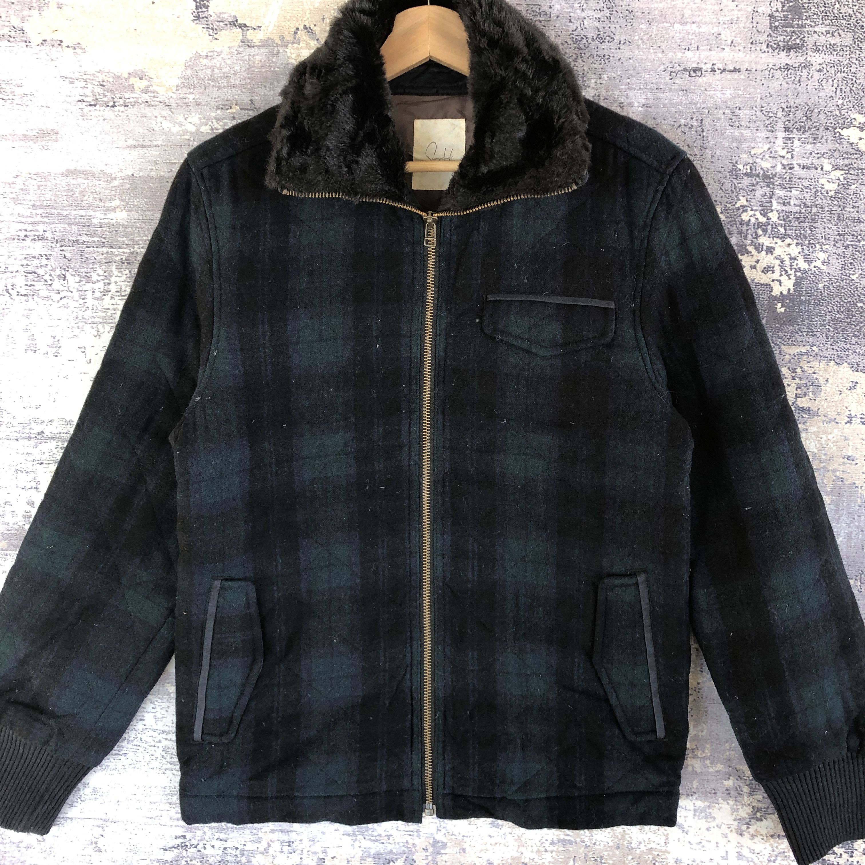 Japanese Brand × Vintage Sunny Cloud Wool Jacket Felissimo Checkered Sherpa Jacket Size US M / EU 48-50 / 2 - 3 Thumbnail