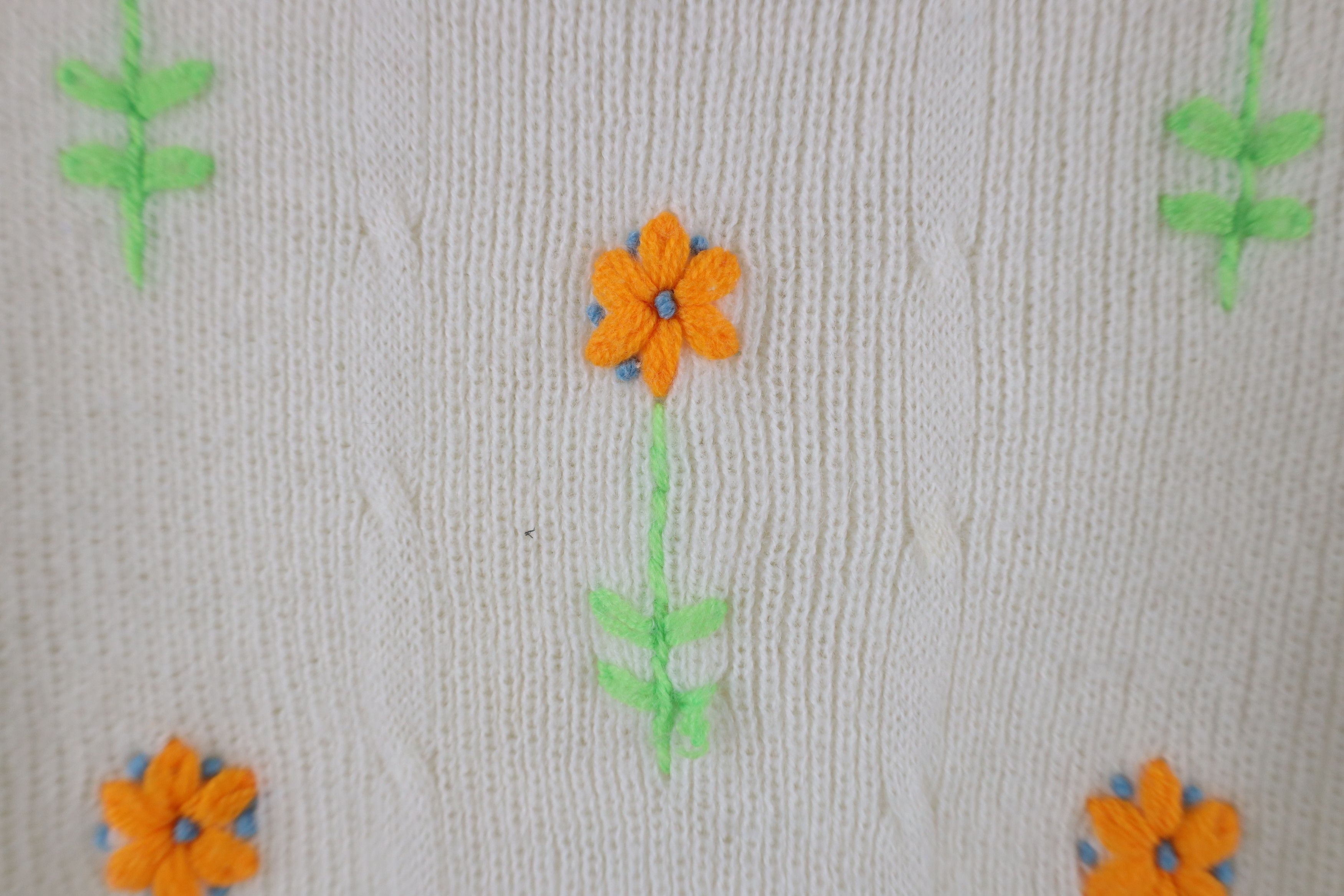 Vintage Vintage 70s Mid Century Modern MCM Embroidered Knit Sweater Size M / US 6-8 / IT 42-44 - 5 Thumbnail