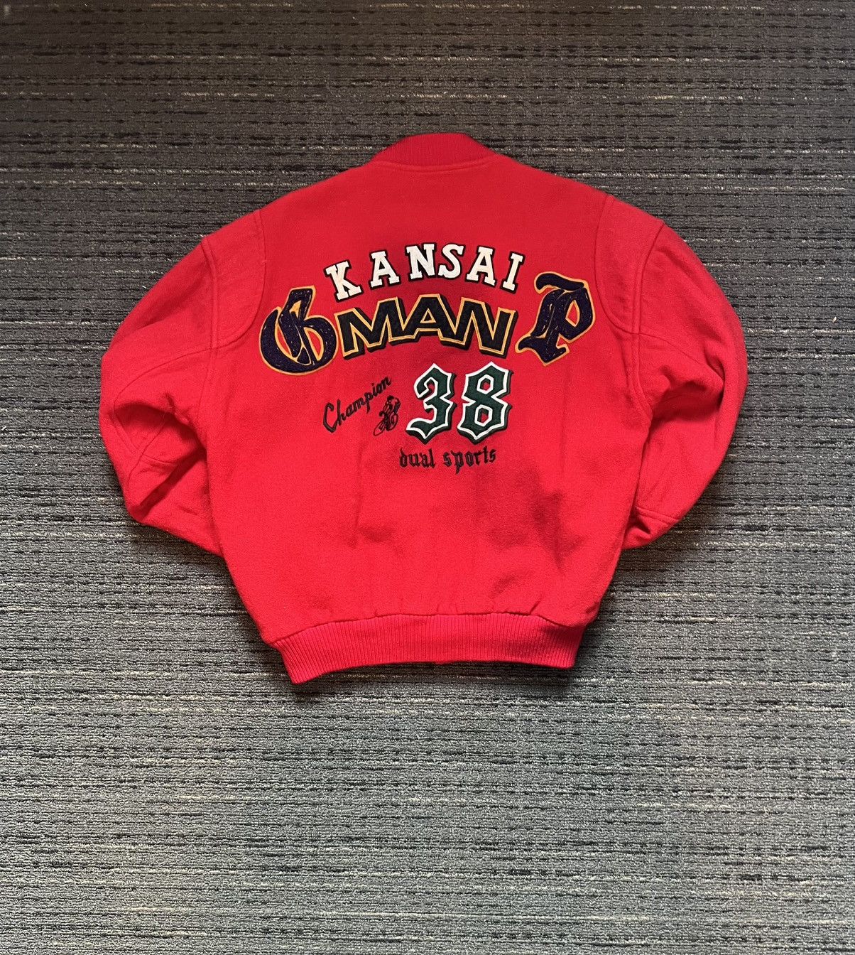 Kansai Yamamoto Vintage Kansai Yamamoto Red Varsity Bomber Jacket Size US L / EU 52-54 / 3 - 1 Thumbnail