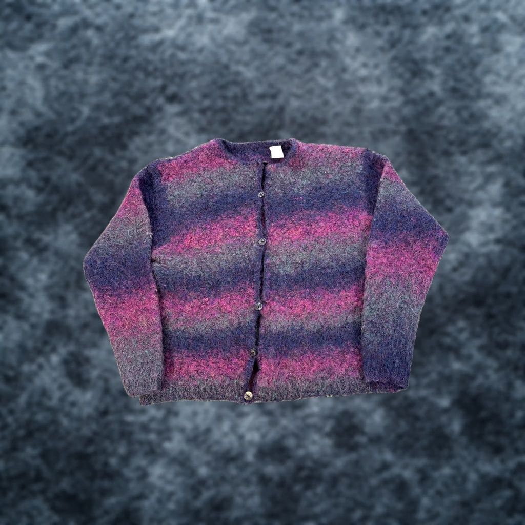 Pinko VINTAGE Cardigan Sweater Womens Small Mohair Purple Pink Fuzzy Boho 90s Bohemian Womens Cardigan Mohair Pink Purple S Small Size S / US 4 / IT 40 - 1 Thumbnail