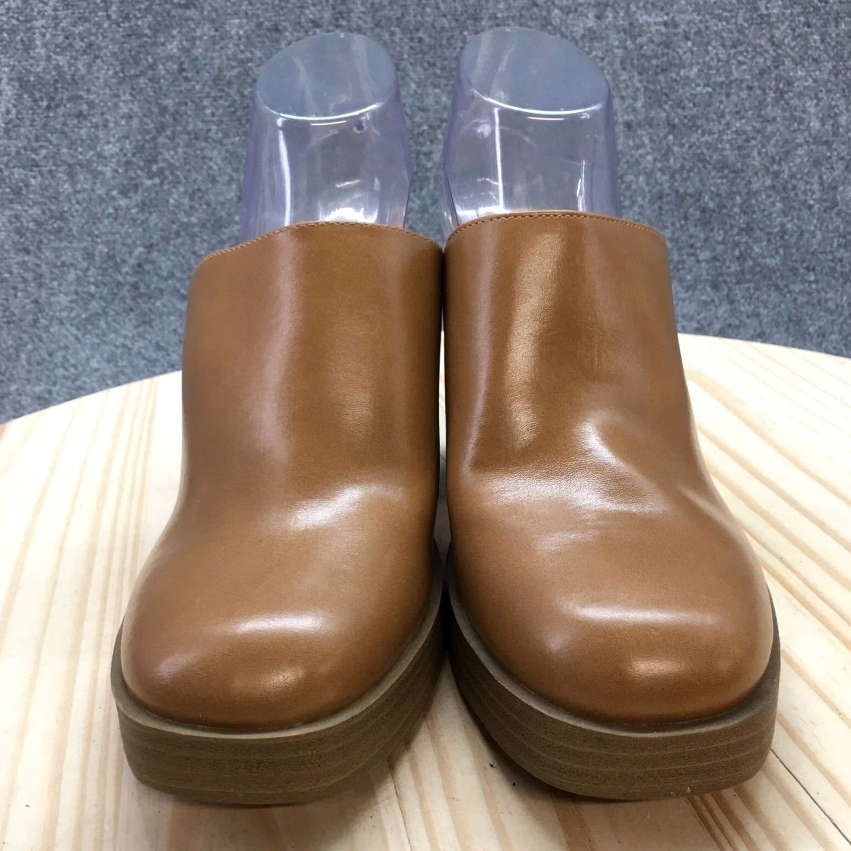 Vintage Universal Thread Heels Women Platform Mule Brown Faux Leather Slip On 10" Size US 10 / IT 40 - 5 Thumbnail