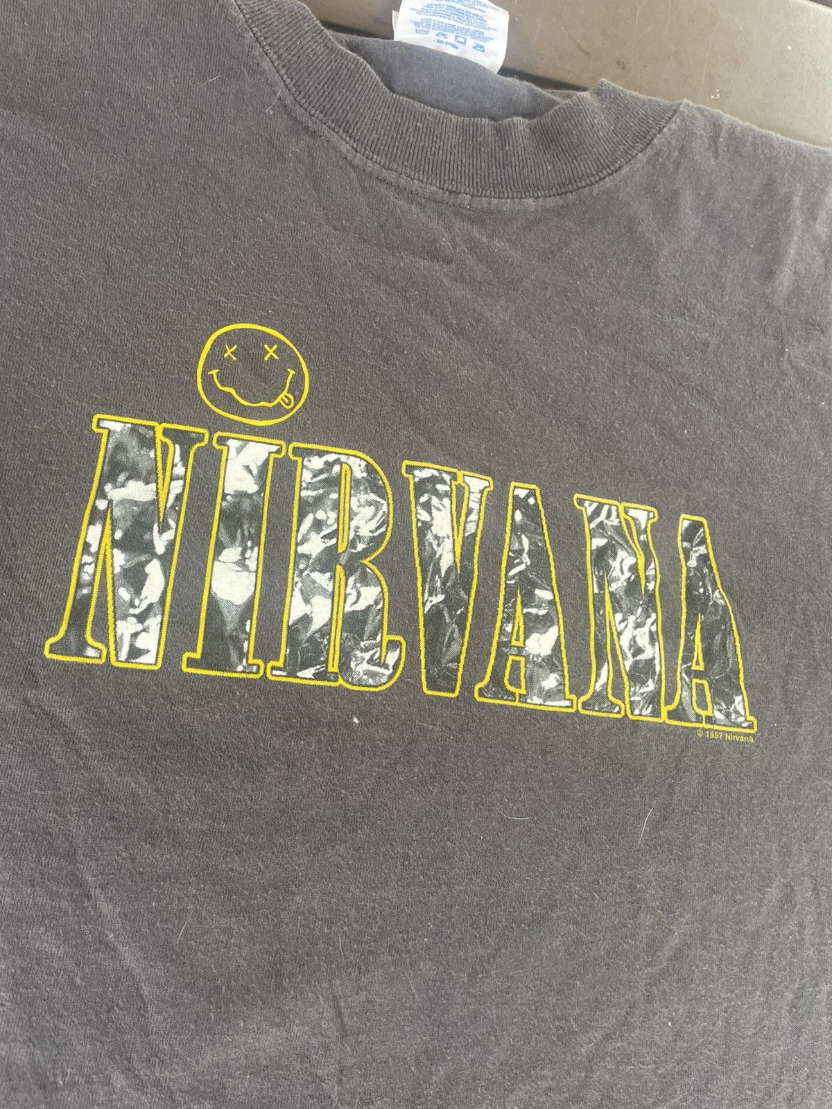 Other 1997 RARE M&O Knits Heavyweight NIRVANA Grey and Yellow Tee Size US S / EU 44-46 / 1 - 2 Thumbnail