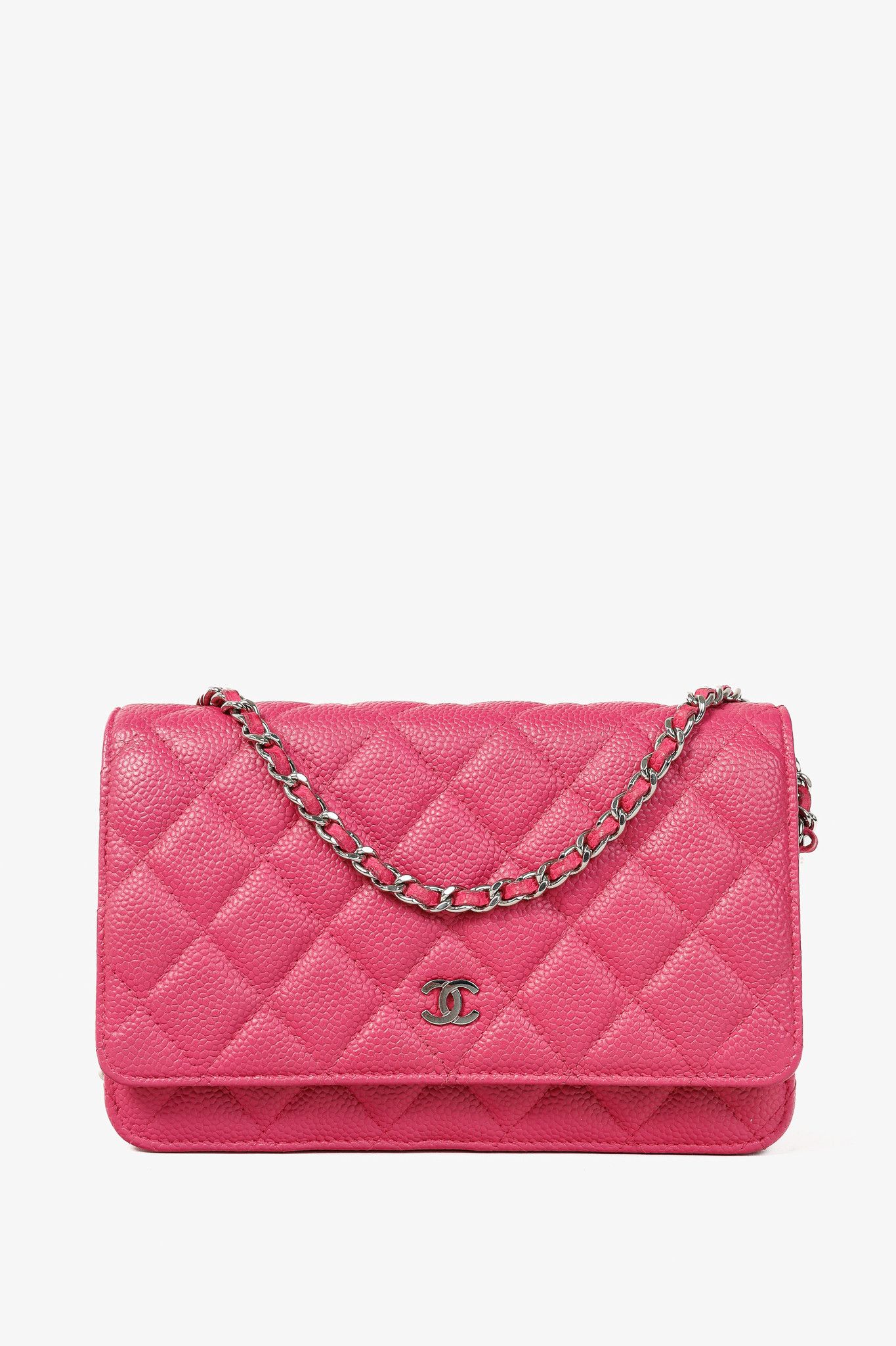 Chanel Chanel Silver Strap Pink Magenta Caviar Wallet-on-Chain Size ONE SIZE - 1 Thumbnail