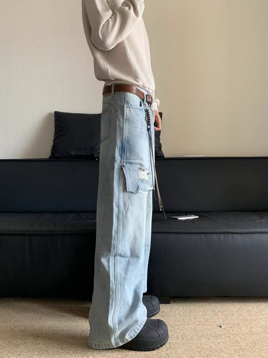 Japanese Brand × Jean Vintage minimalist ripped straight baggy casual jeans Size US 34 / EU 50 - 3 Thumbnail