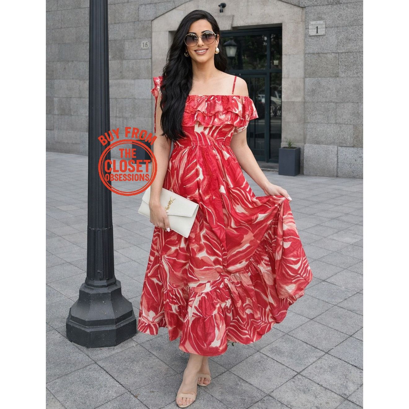 long red ruffle dress Ulla Johnson