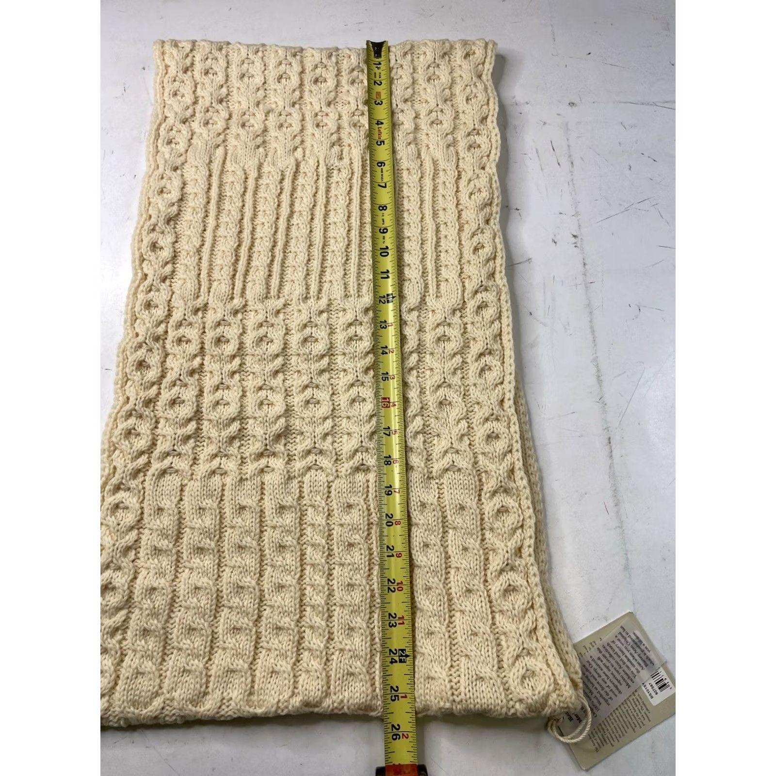 Vintage Blarney Wool Scarf Ivory Infinity Scarf 100% Merino Wool Made in Ireland Cable Knit Size ONE SIZE - 5 Thumbnail