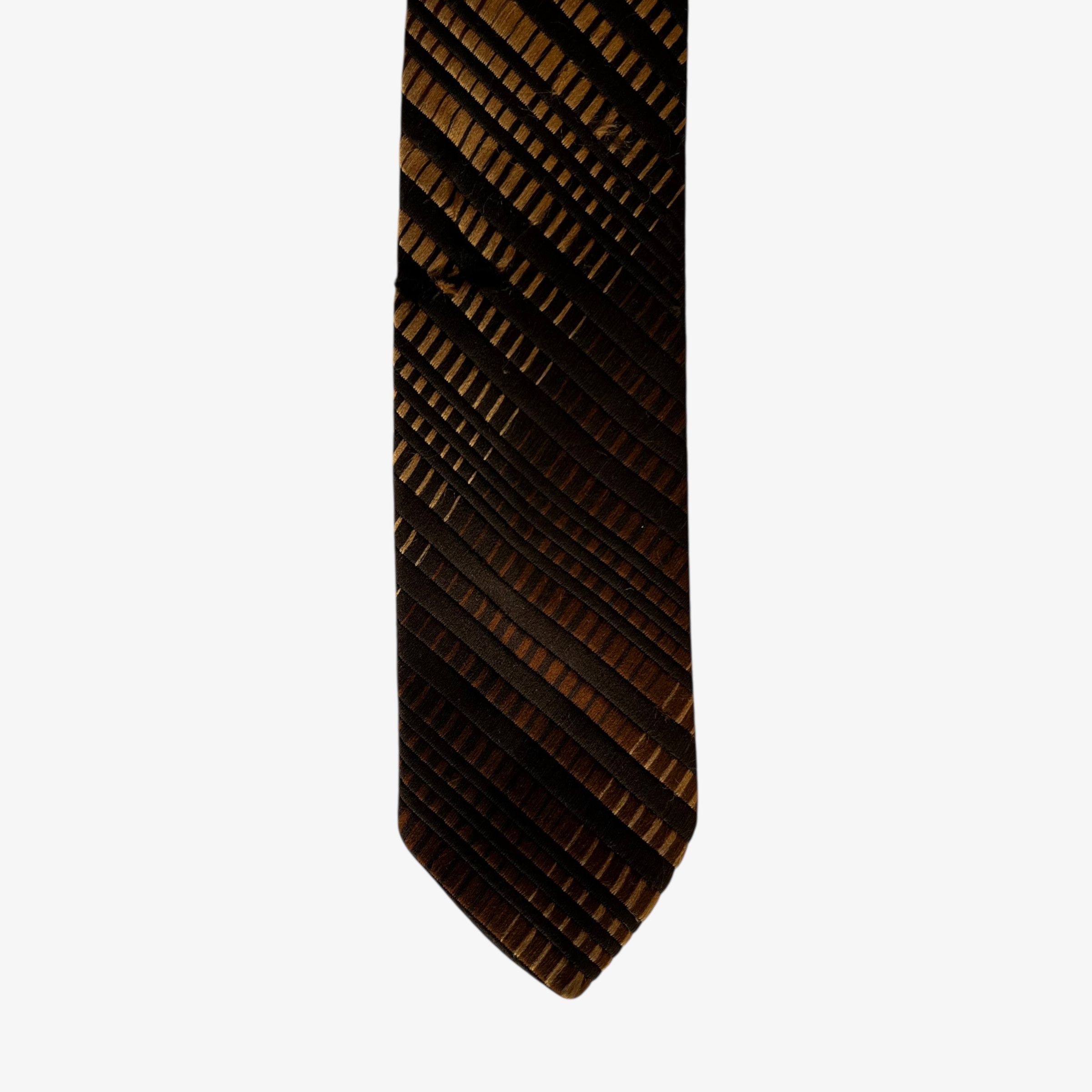 Cartier Vintage 60s Cartier Gold And Brown Striped Silk Tie Size ONE SIZE - 4 Thumbnail