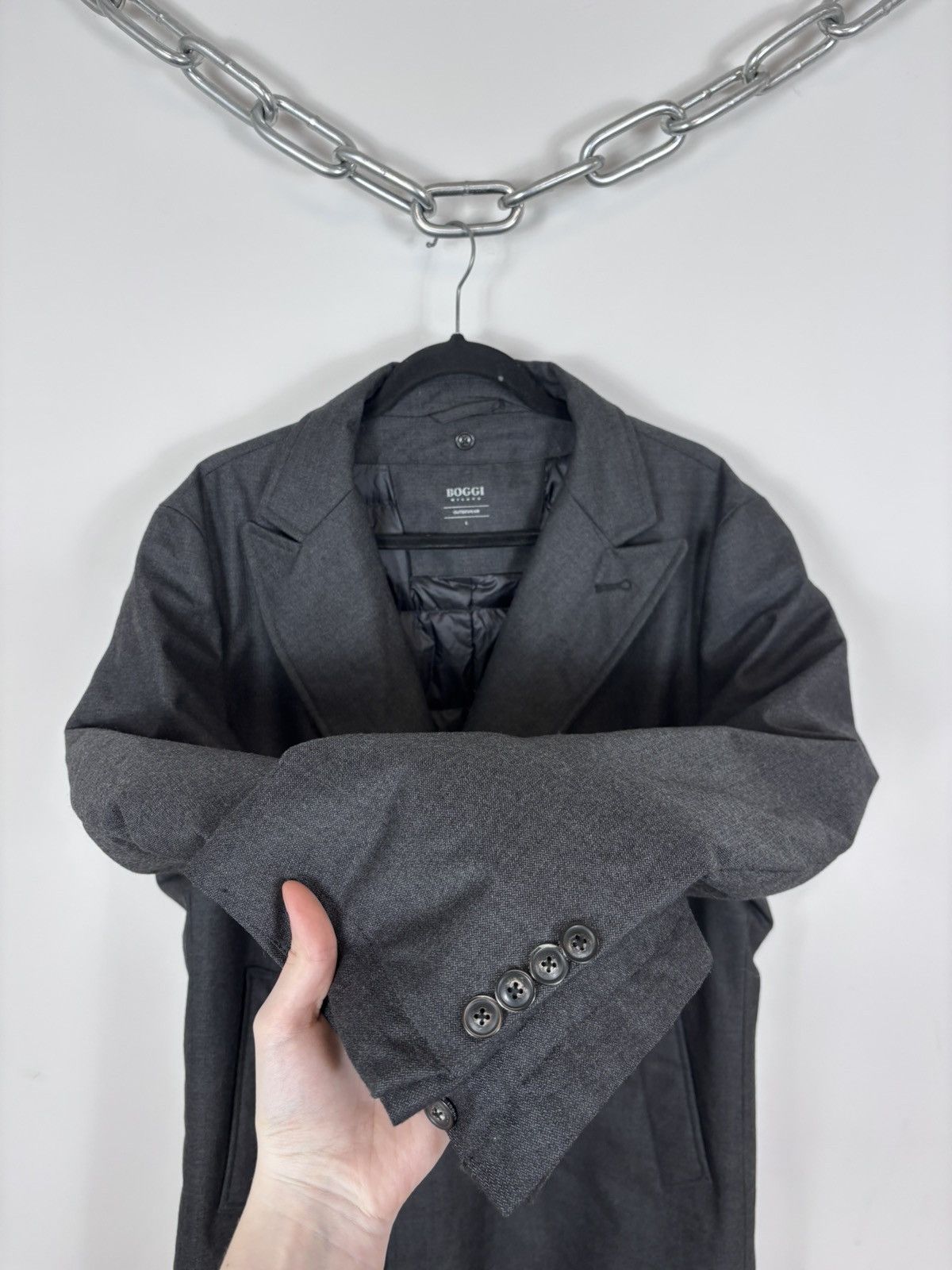 Boggi Boggi Milano Men’s Gray Water Repellent Down Wool Coat Size US L / EU 52-54 / 3 - 12 Thumbnail