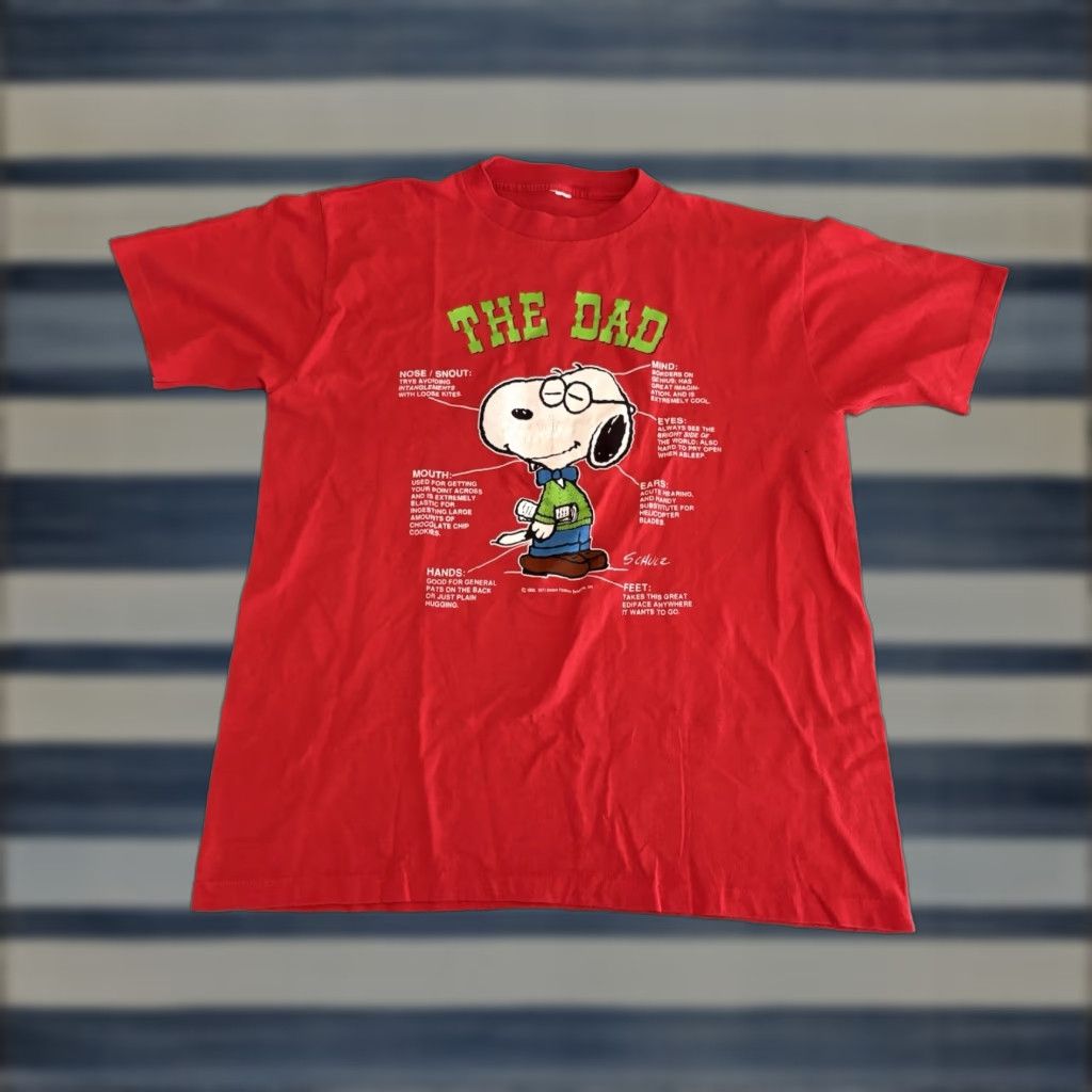 Peanuts VINTAGE Peanuts Snoopy Dad Shirt Red United Feature Syndicate Schulz Shirt Mens L Short Sleeve Crew Neck Size US L / EU 52-54 / 3 - 1 Thumbnail