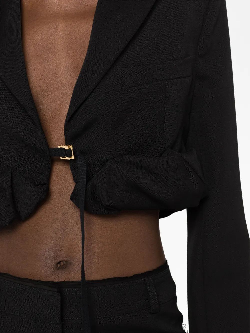 Jacquemus o1mle0325 La Veste Croissant Cropped Blazer in Black Size M / US 6-8 / IT 42-44 - 3 Thumbnail